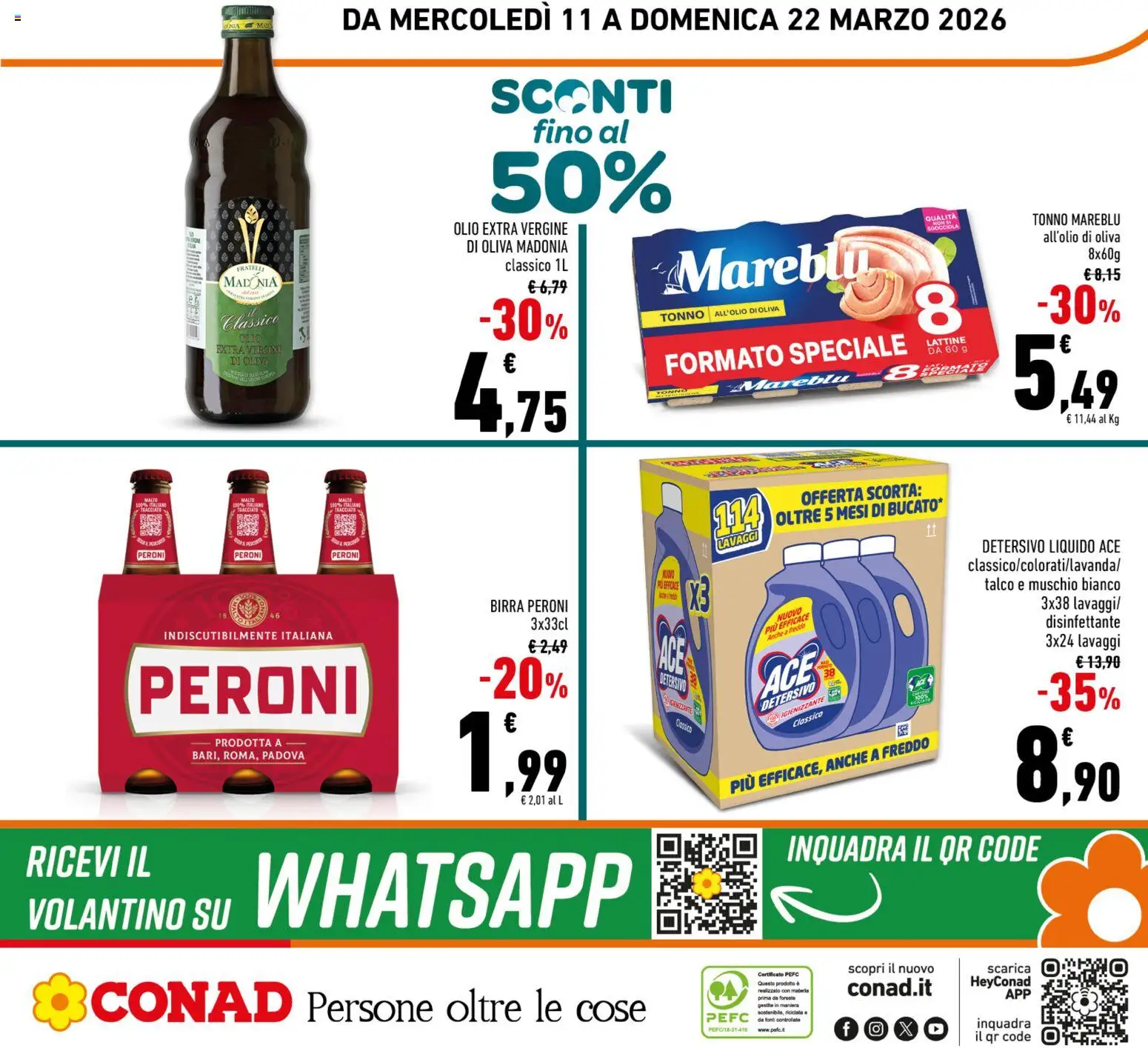 Volantino Conad del 11.03.2026 | Pagina: 24 | Prodotti: Talco, Olio, Tonno, Olio extra vergine