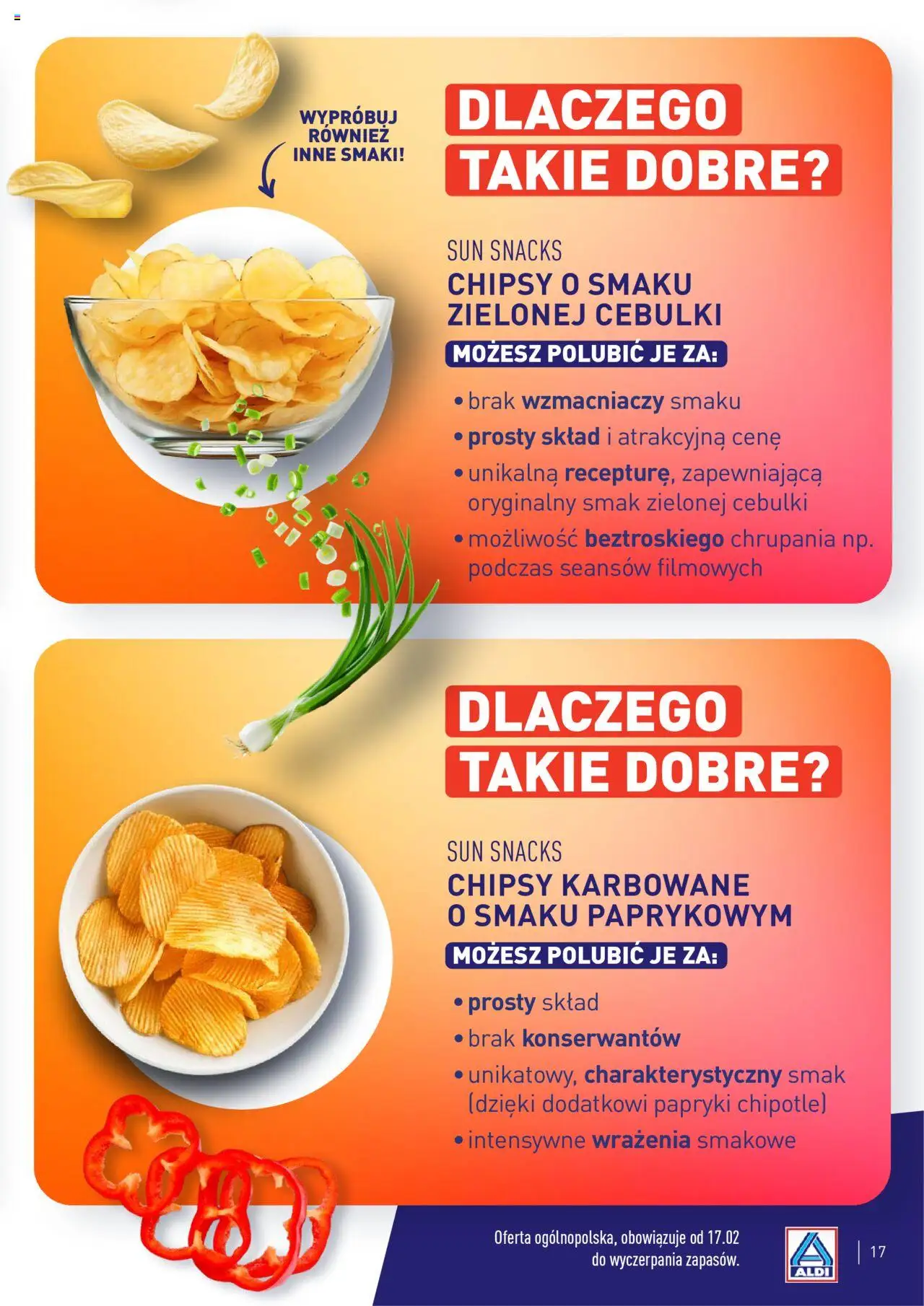 Aldi Gazetka - Wielki test od 17.02.2025 | Strona: 17 | Produkty: Chipsy, Papryki