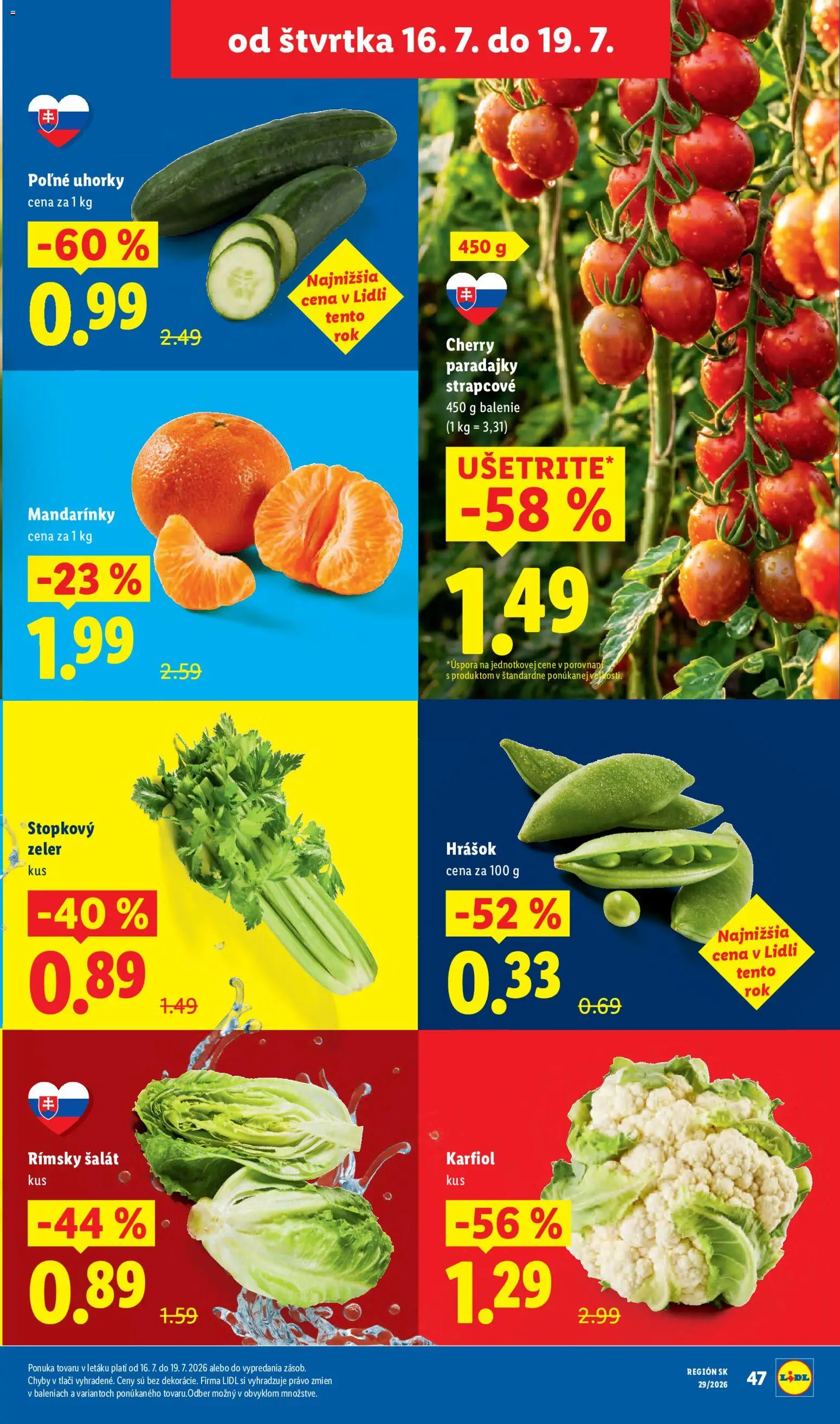 Nové Lidl akcie – leták je platný od 13.07.2026 | Strana: 55 | Produkty: Mandarinky, Šalát, Stopkový zeler, Uhorky