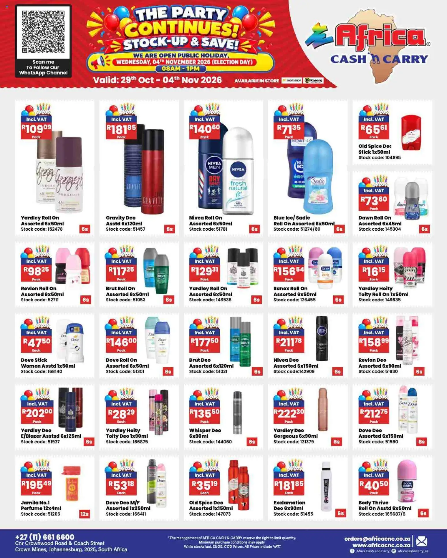 New Africa Cash & Carry catalogue – valid from 29/10/2026 | Page: 6 | Products: Perfume, Stock