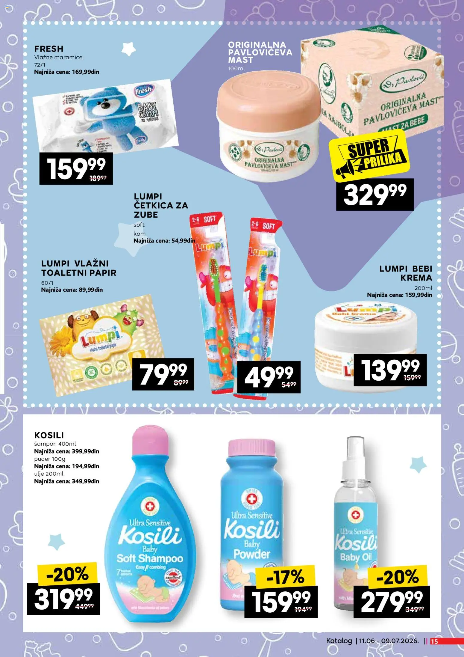 Roda katalog - važi od 11.06.2026 | Strana: 15 | Proizvode: Puder, Ulje, Pavloviceva mast, Vlažne maramice