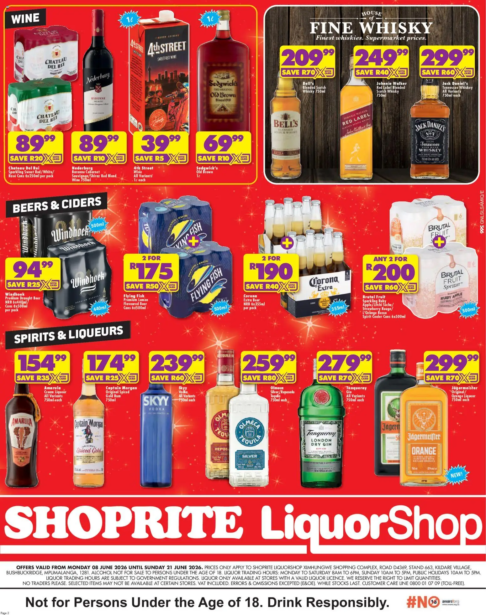 New Shoprite catalogue – valid from 08.06.2026 | Page: 2 | Products: Rum, Beer, Fish, Lemon