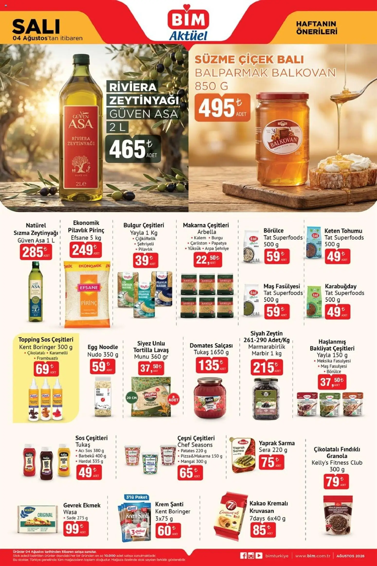 BİM - Katalog Salı - 04 Ağustos 2026 tarihinden itibaren geçerlidir | Sayfa: 3 | Ürünler: Krem, Pirinç, Zeytin, Keten Tohumu