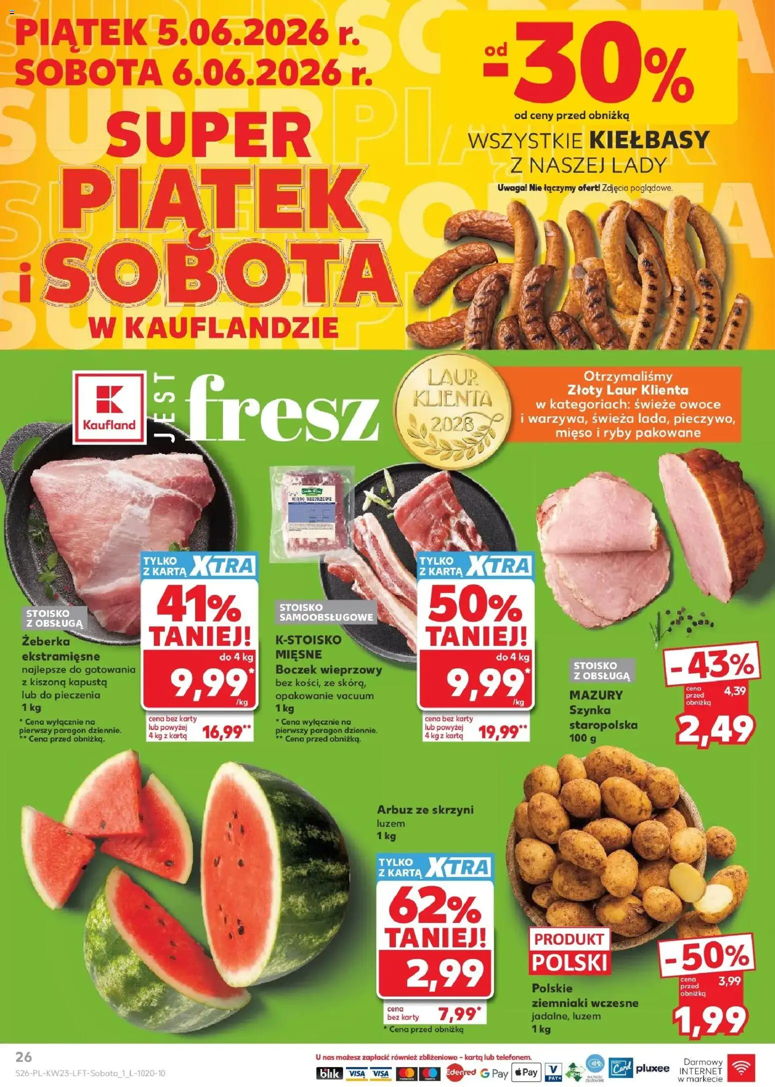 Kaufland gazetka od 03.06.2026 | Strona: 26 | Produkty: Karta, Boczek wieprzowy, Szynka, Ryby