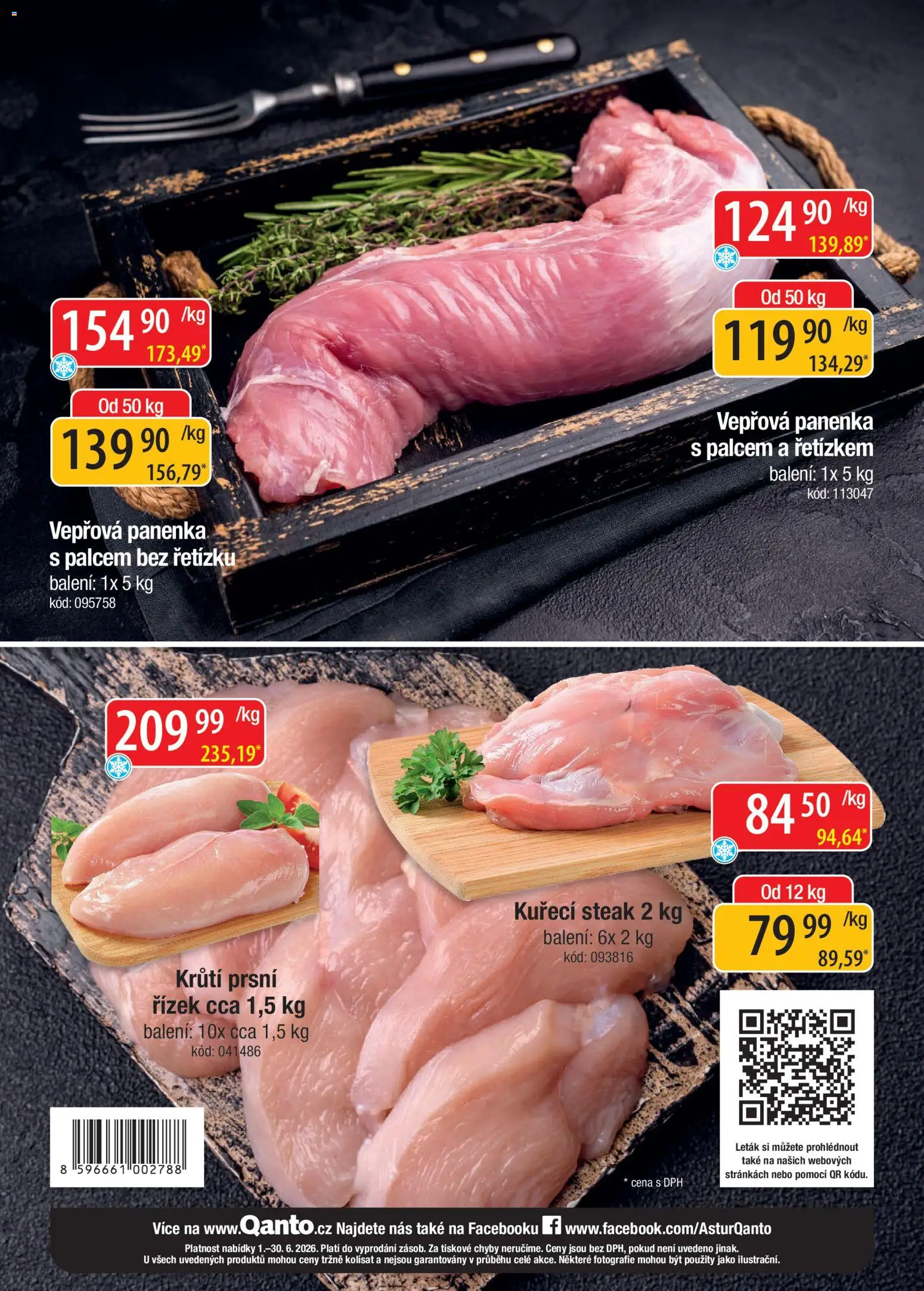 Astur & Qanto leták - Velkoobchod fresh 06/2026 od 01.06.2026 | Strana: 40 | Produkty: Panenka, Steak, Vepřová panenka