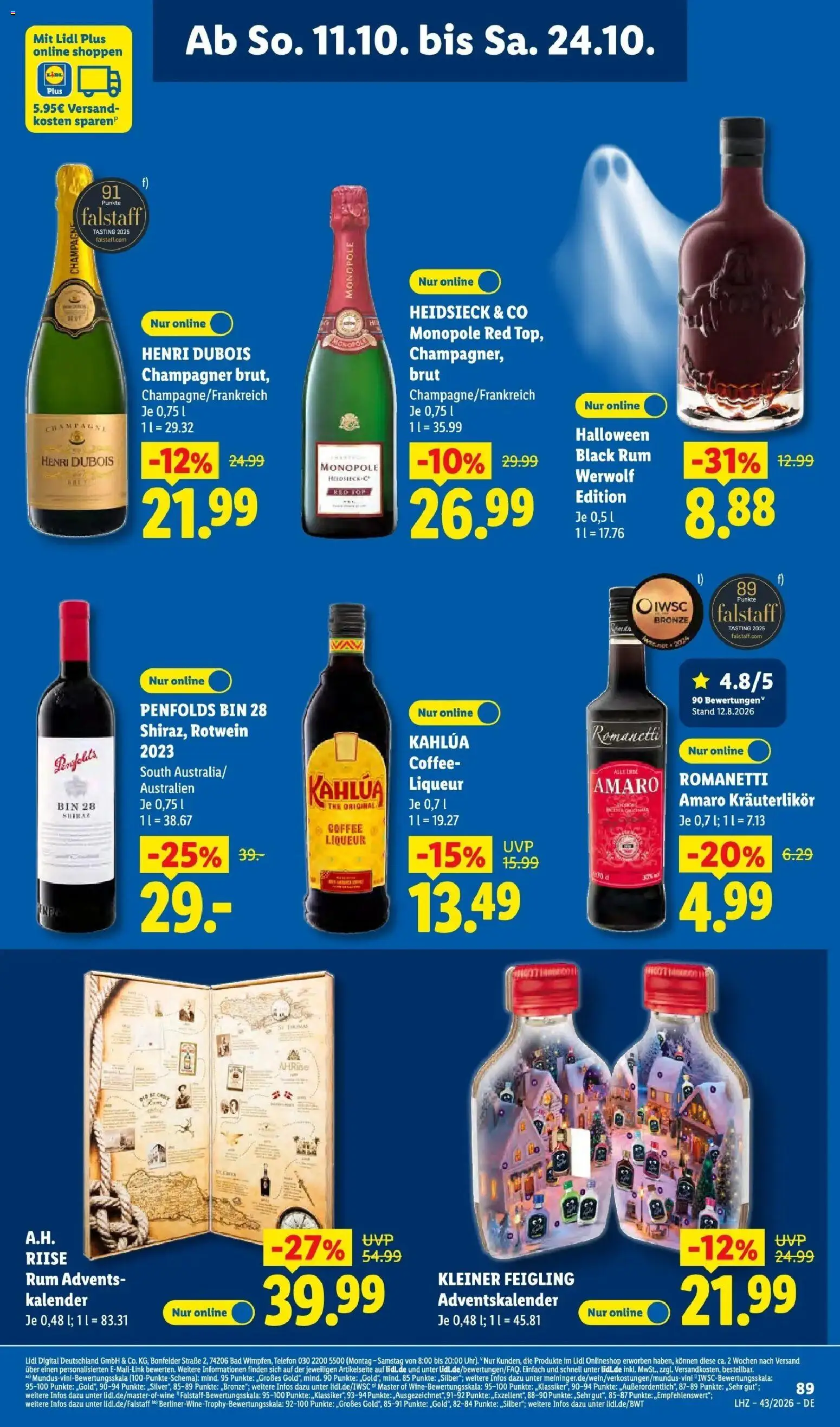 Lidl Prospekt Grimma (ab 19.10.2026) zum Blättern » Angebote | Seite: 61 | Produkte: Rotwein, Kleiner feigling, Rum, Telefon