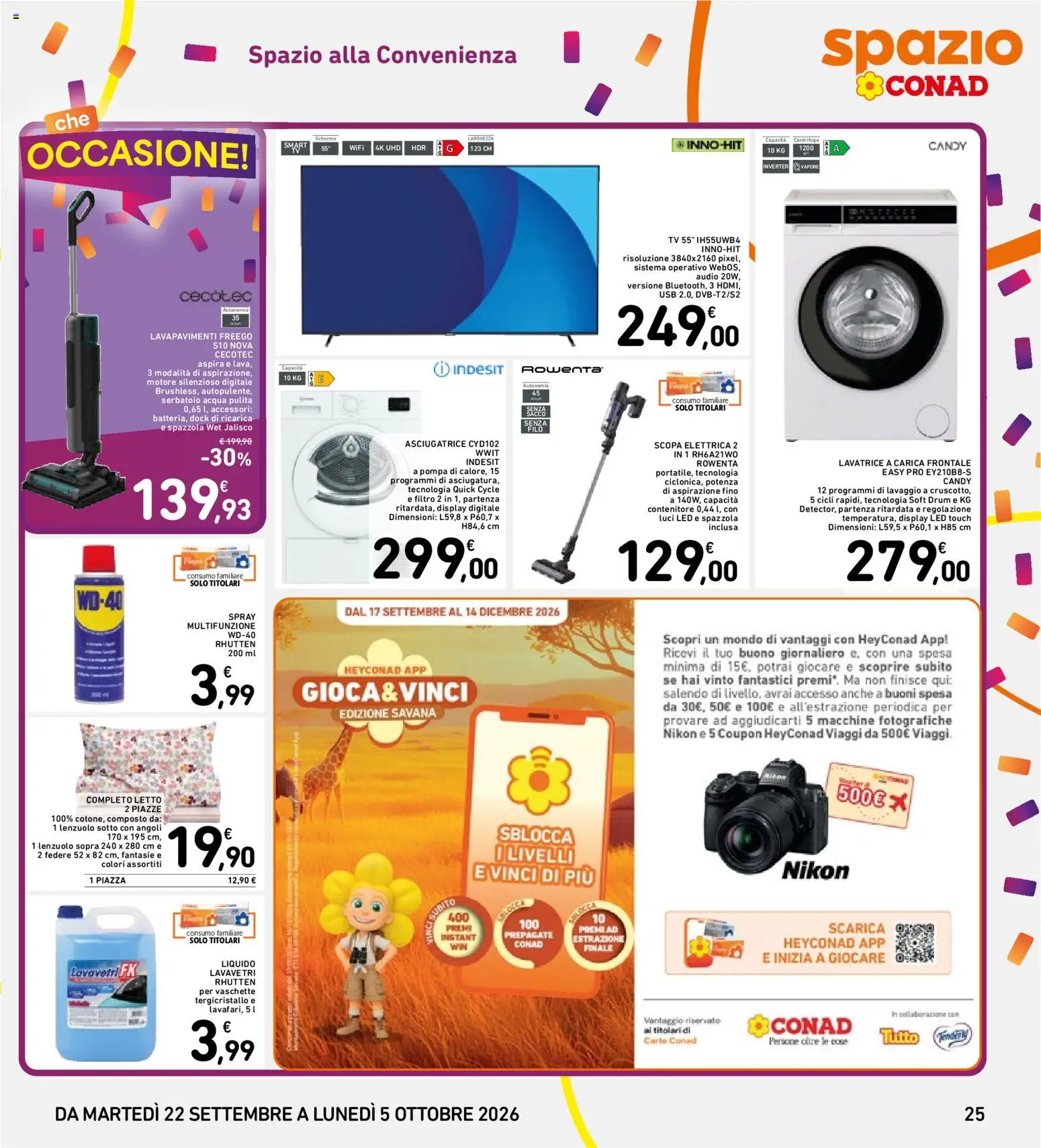 Volantino Spazio Conad del 22/09/2026 | Pagina: 25 | Prodotti: Spazzola, Centrifuga, Acqua, Scopa