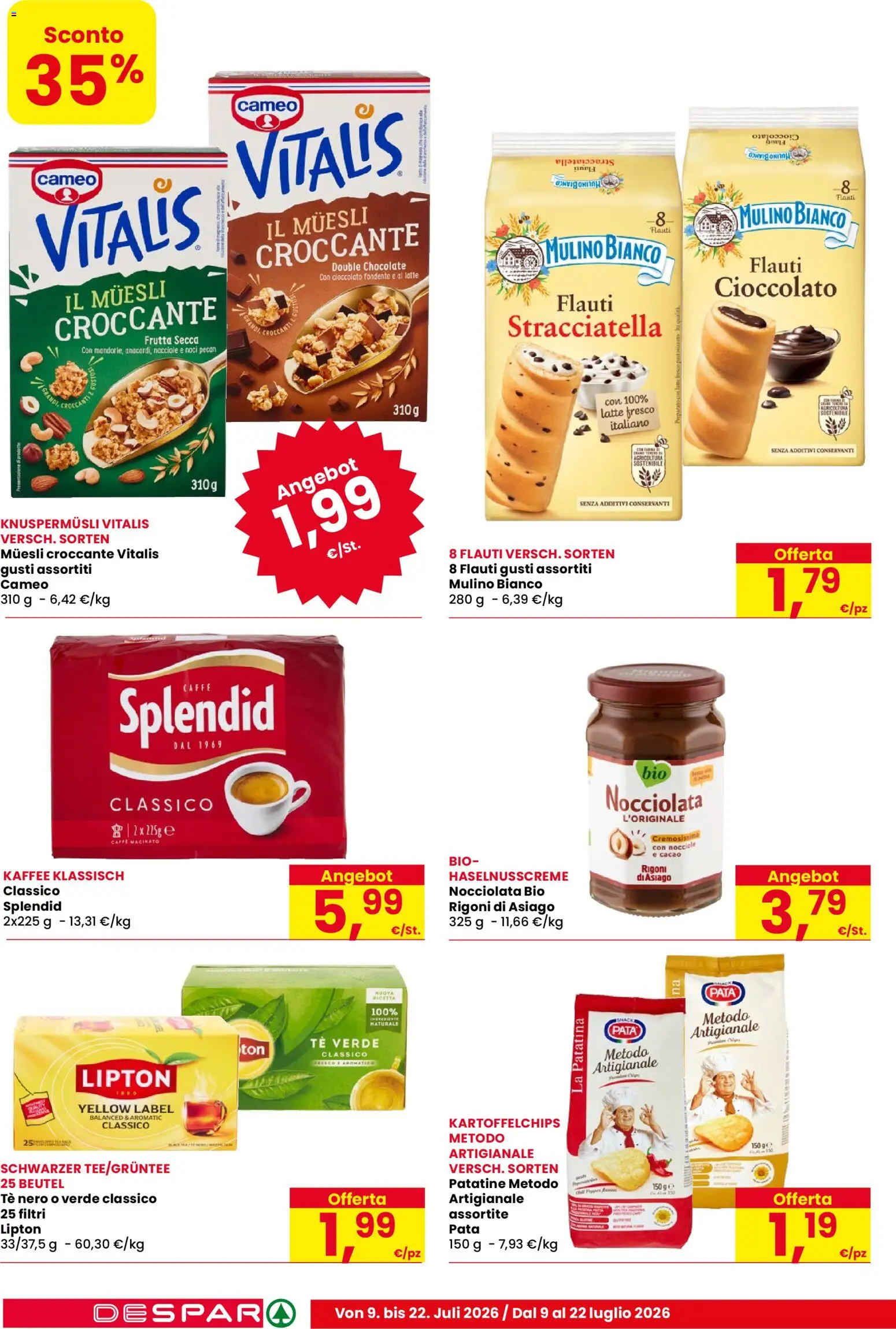 Volantino Despar del 09/07/2026 | Pagina: 12 | Prodotti: Patatine, Noci, Nocciole, Cacao