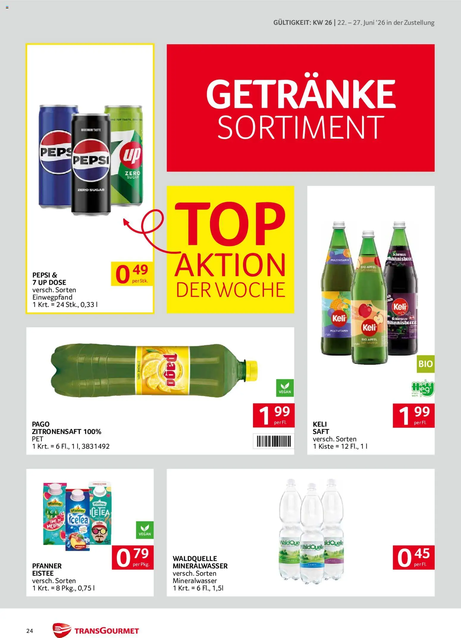 Transgourmet - Broschüre gültig ab 22.06.2026 | Seite: 24 | Produkte: Zitrone, Saft, Äpfel, Papier blanc