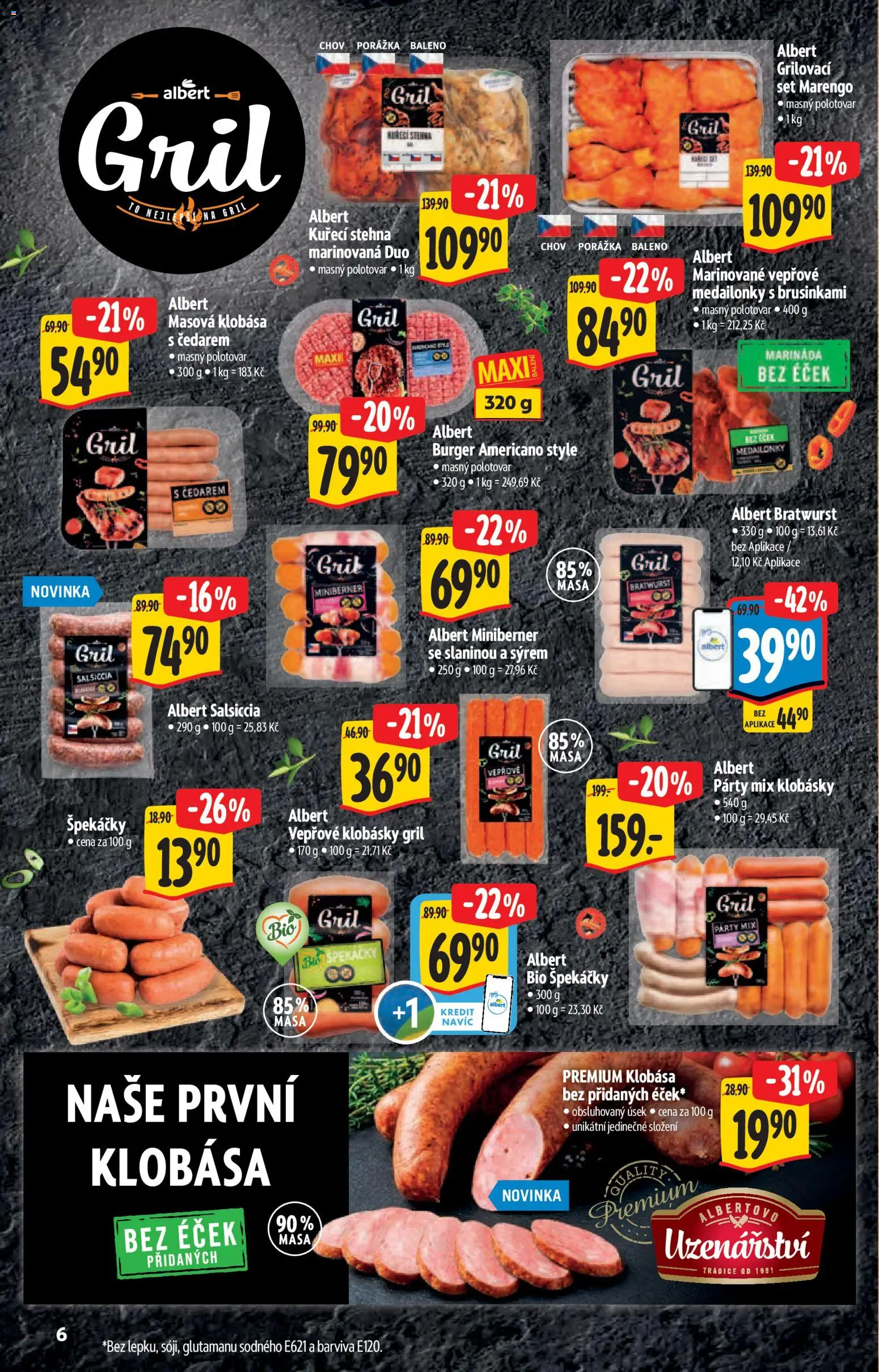Albert katalog - Hypermarket od 20.05.2026 | Strana: 6 | Produkty: Klobása, Party mix, Klobásky, Marináda