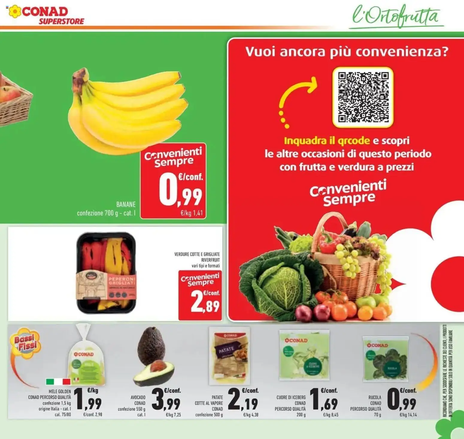 Anteprima volantino Conad dal 21/10/2026 prossima settimana | Pagina: 17 | Prodotti: Mele, Banane, Verdure, Frutta