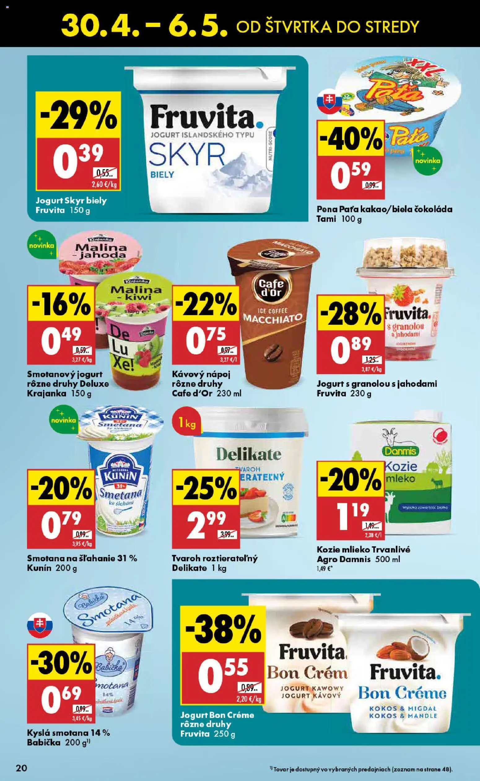 Nové Biedronka akcie – leták je platný od 30.04.2026 | Strana: 20 | Produkty: Mlieko, Jogurt, Tvaroh, Mandle