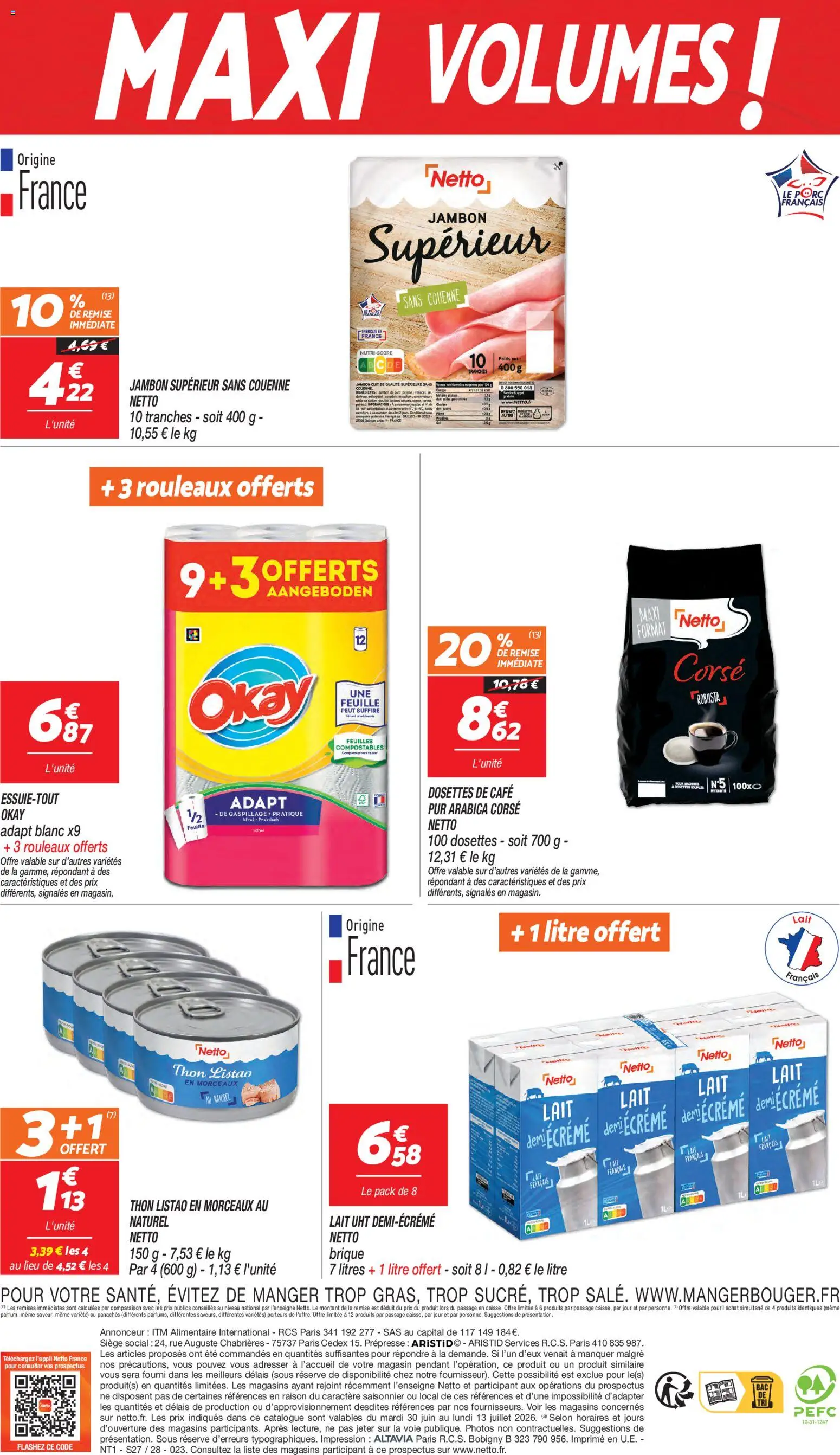 {H1} | Page: 12 | Produits: Lait, Café, Jambon, Porc