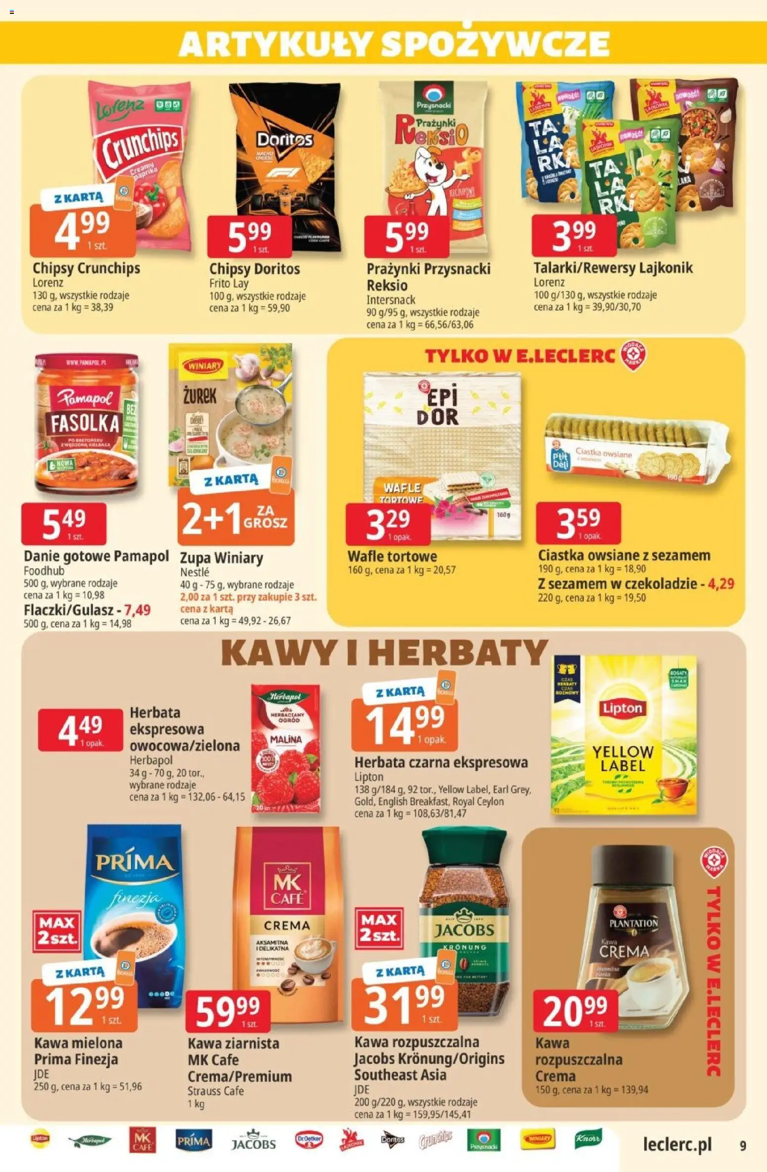 E.Leclerc gazetka od 25.08.2026 | Strona: 9 | Produkty: Herbata czarna, Jacobs, Zurek, Ciastka owsiane