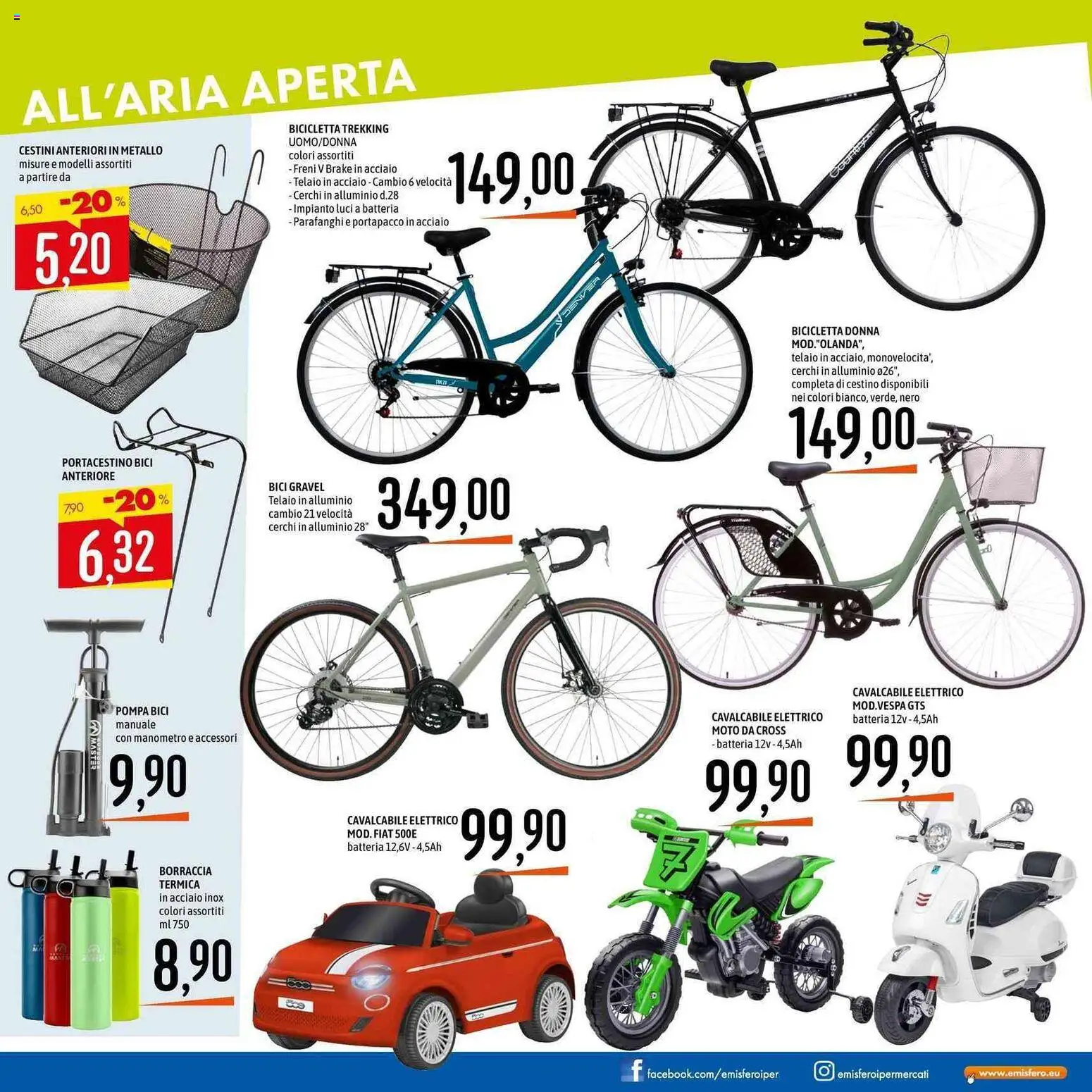 Volantino Emisfero del 30.04.2026 | Pagina: 31 | Prodotti: Bicicletta, Manometro, Borraccia, Cestino