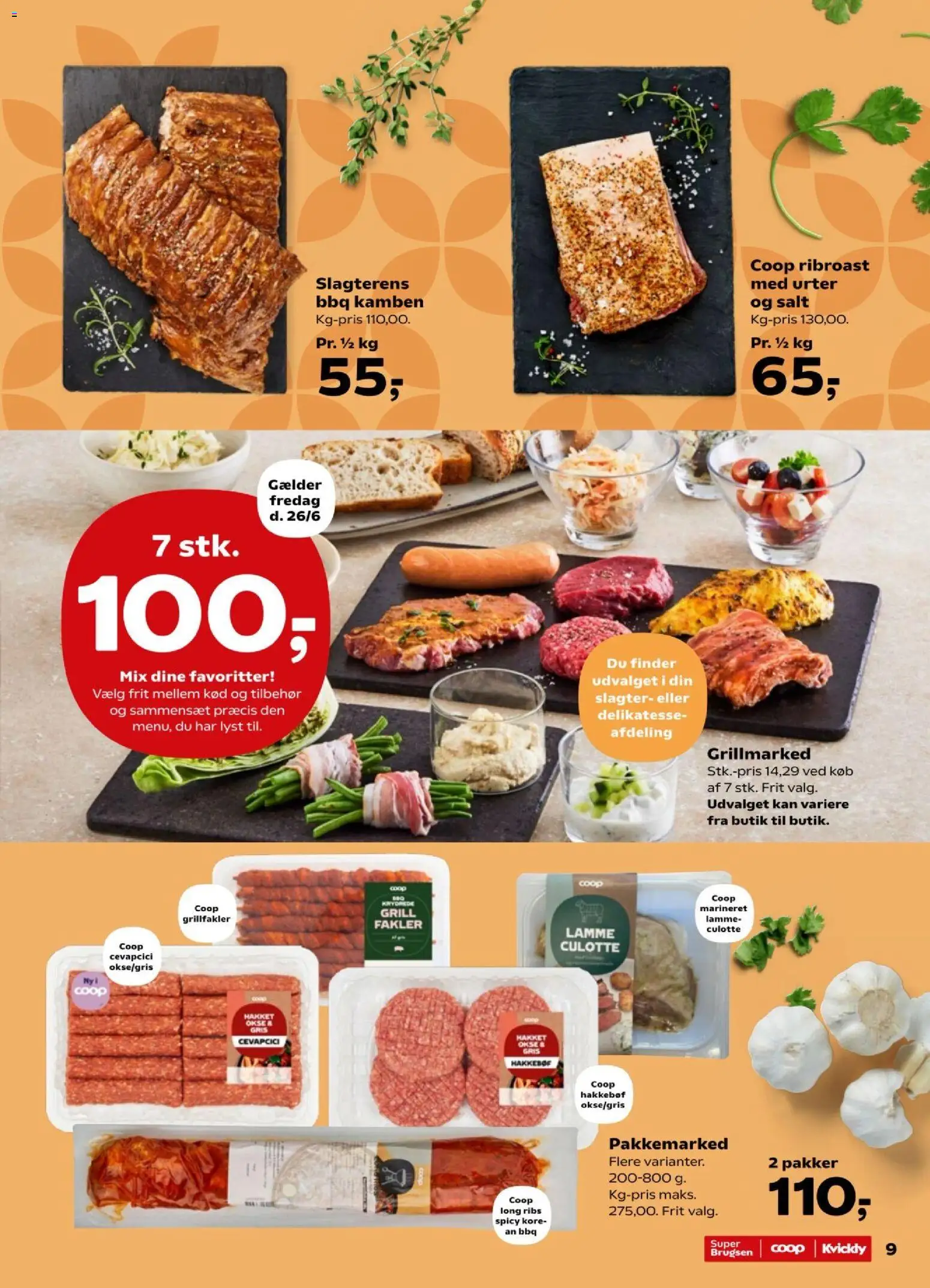 Super Brugsen tilbudsavis – gyldig fra 26/06/2026 | Side: 9 | Produkter: Ribs, Salt, Grill