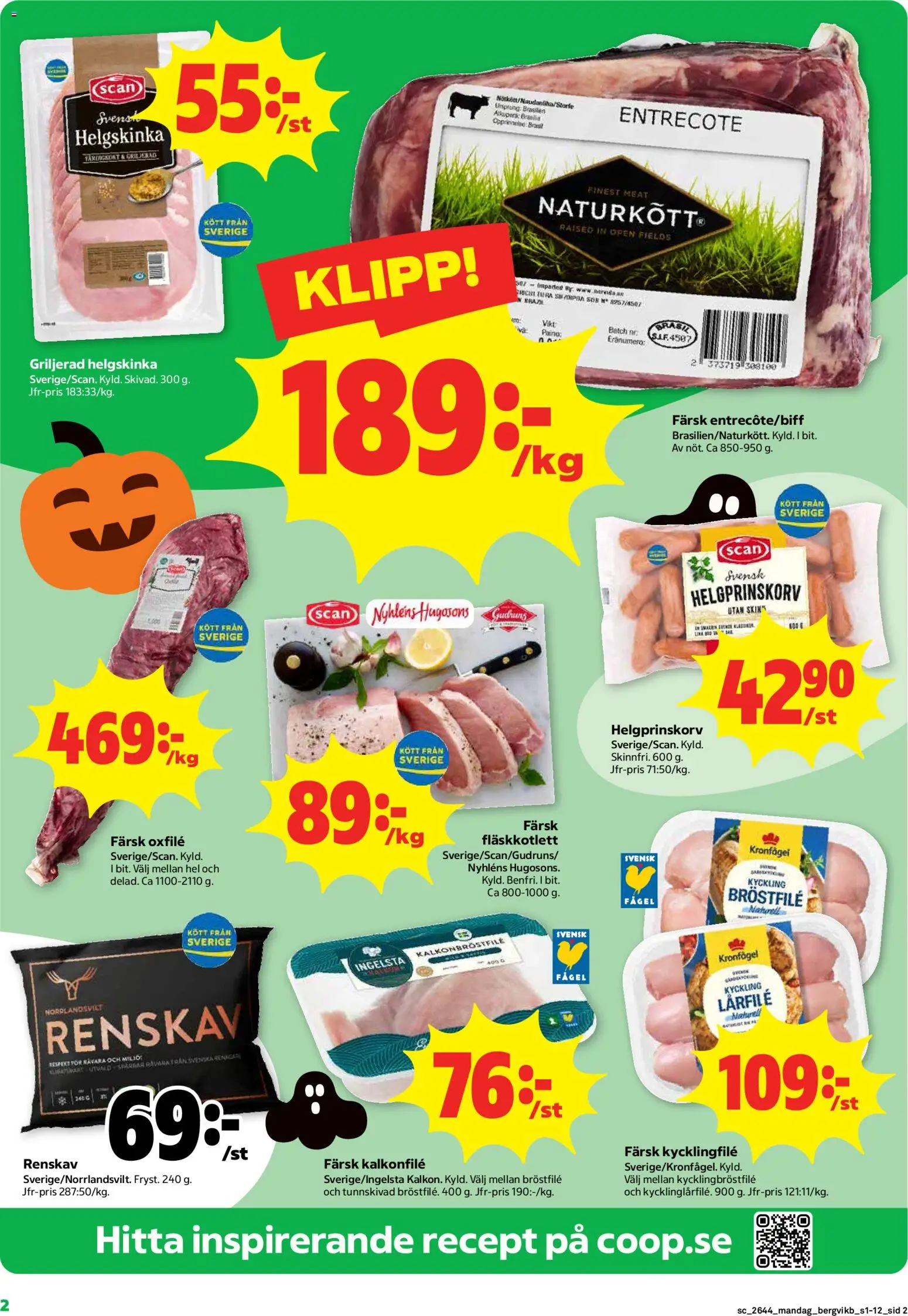 Stora Coop reklamblad aktuell från 26/10/2026 | Sida: 2 | Produkter: Entrecote, Oxfilé, Kött, Kyckling