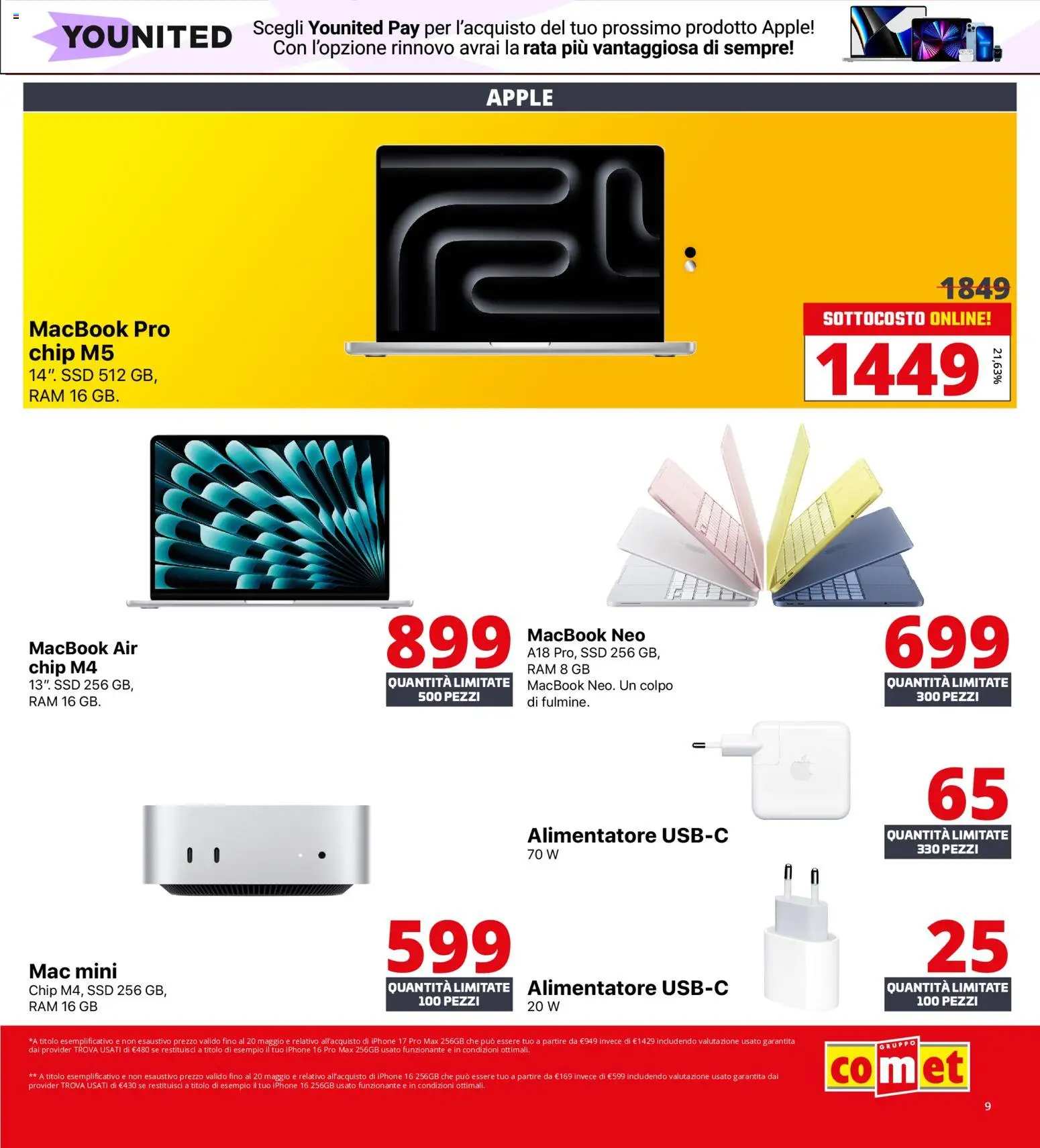 Volantino Comet del 18.05.2026 | Pagina: 9 | Prodotti: Macbook air, Iphone, Macbook