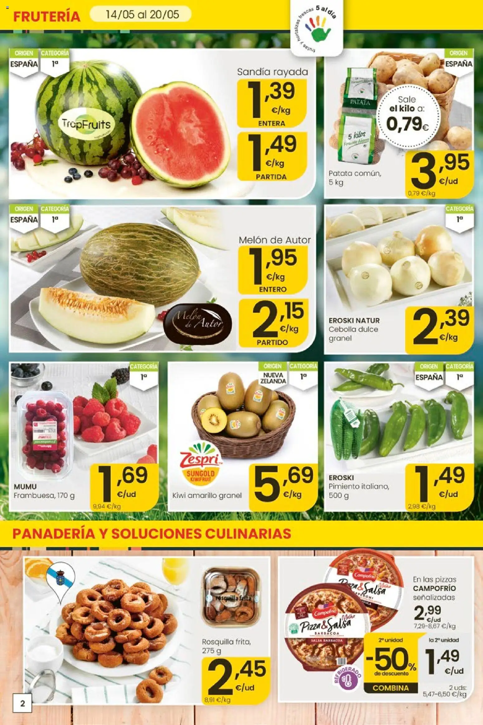 Eroski Quieres ahorrar conmigo │ válido desde el 14.05.2026 | Página: 2 | Productos: Κάδος απορρυμάτων, Kiwi, Sandía, Panadería