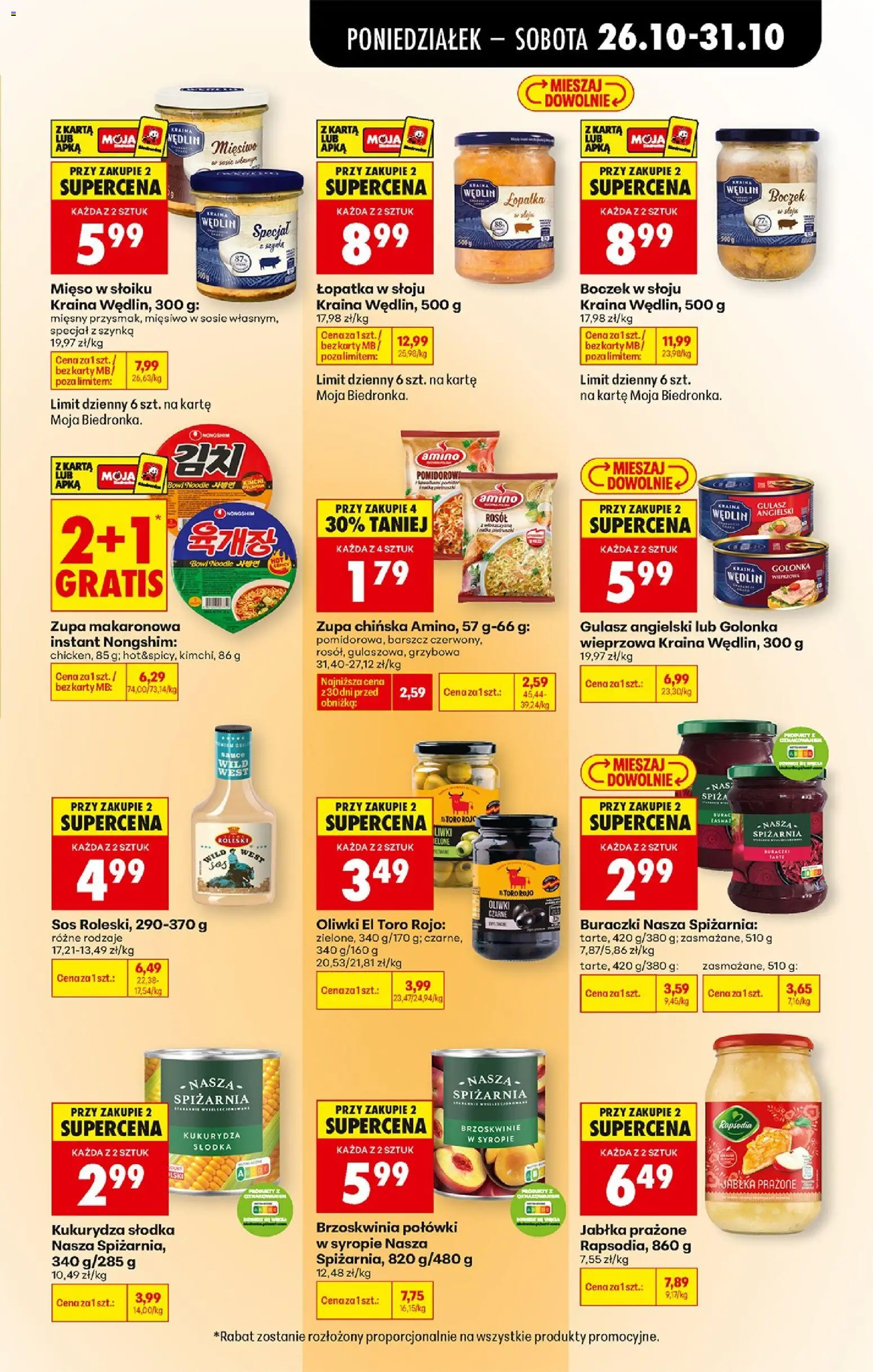 Biedronka Polsko leták - Codziennie niskie ceny od 26.10.2026 | Strana: 63 | Produkty: Jablka, Kimchi, Lopatka, Karty