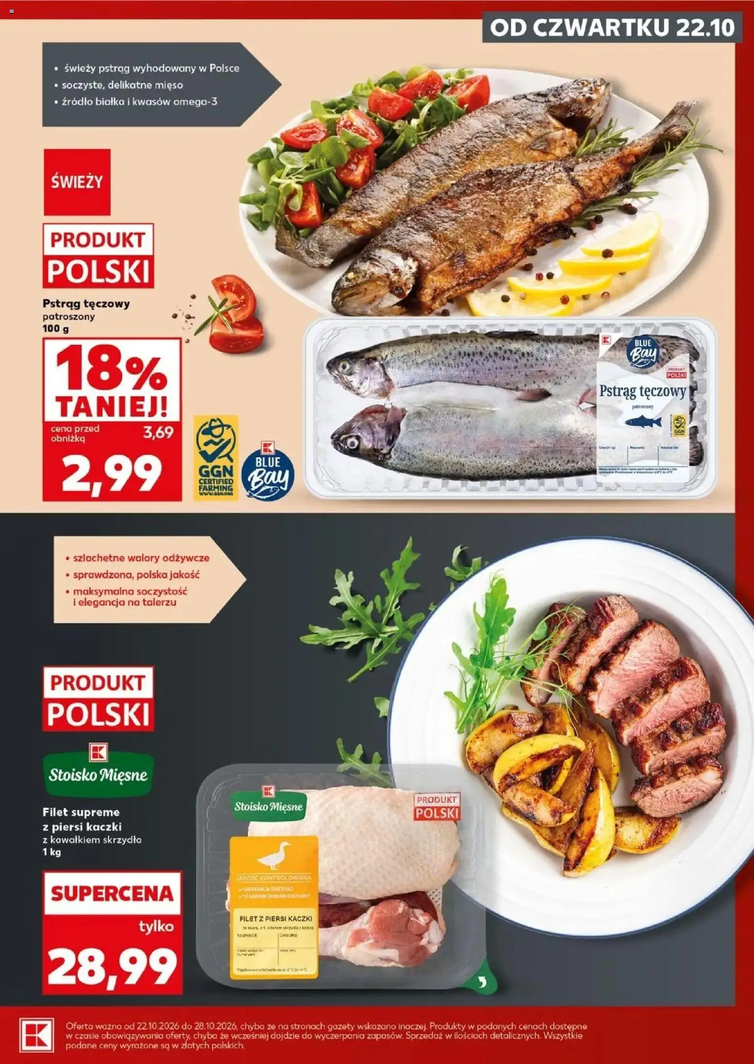Kaufland gazetka - Mocny start od 26.10.2026 - od jutra PDF | Strona: 19 | Produkty: Pstrąg tęczowy, Piersi, Mięso, Filet