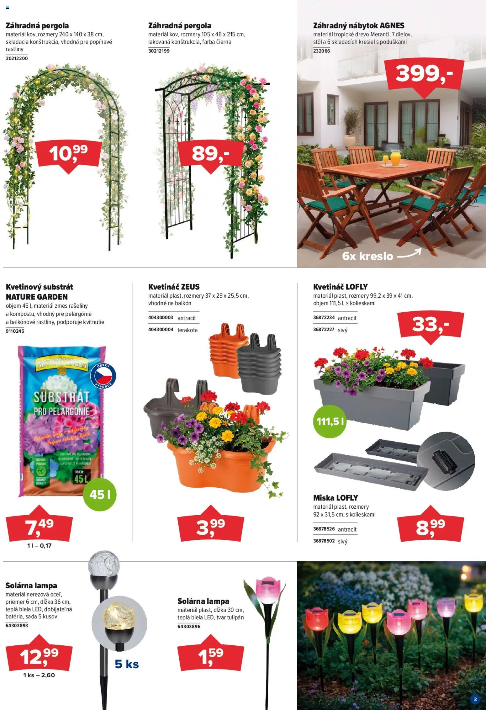 Nové Kinekus akcie – leták je platný od 01.04.2026 | Strana: 3 | Produkty: Nábytok, Pergola, Lampa, Stôl