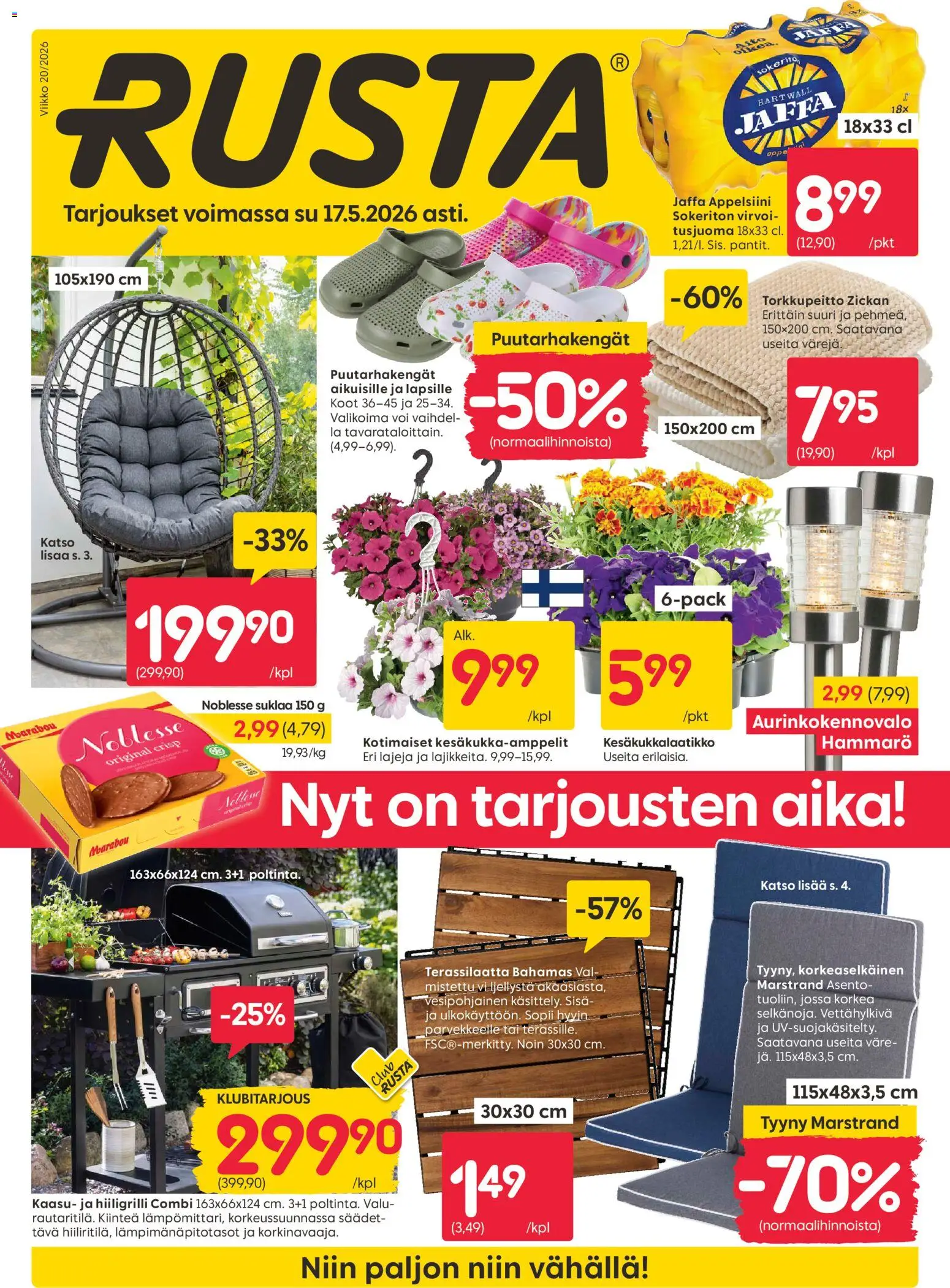 Rusta tarjoukset – voimassa 11.05.2026 alkaen | Sivu: 1 | Tuotteet: Tyyny, Voi, Suklaa, Hiiligrilli
