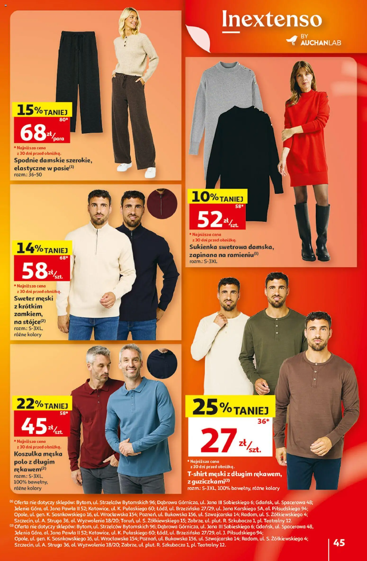 Auchan gazetka - Hipermarket od 01.10.2026 | Strona: 45 | Produkty: Sweter, Spodnie, Sukienka