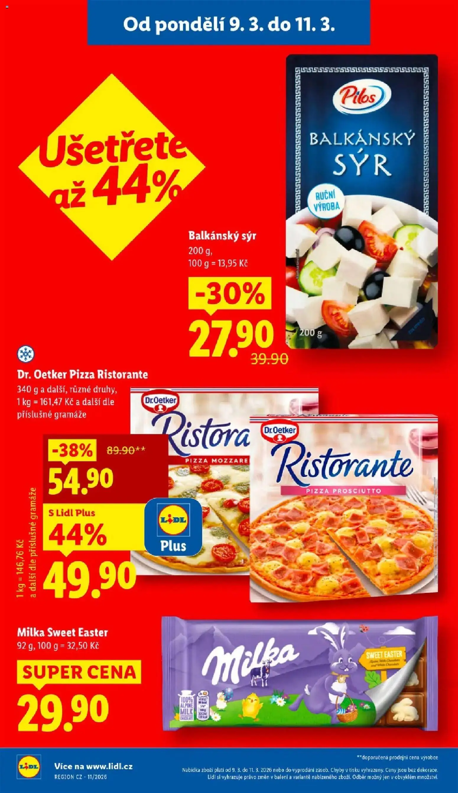 Lidl aktuální leták od 09.03.2026 | Strana: 2 | Produkty: Sýr, Prosciutto, Balkánský sýr, Pizza Ristorante