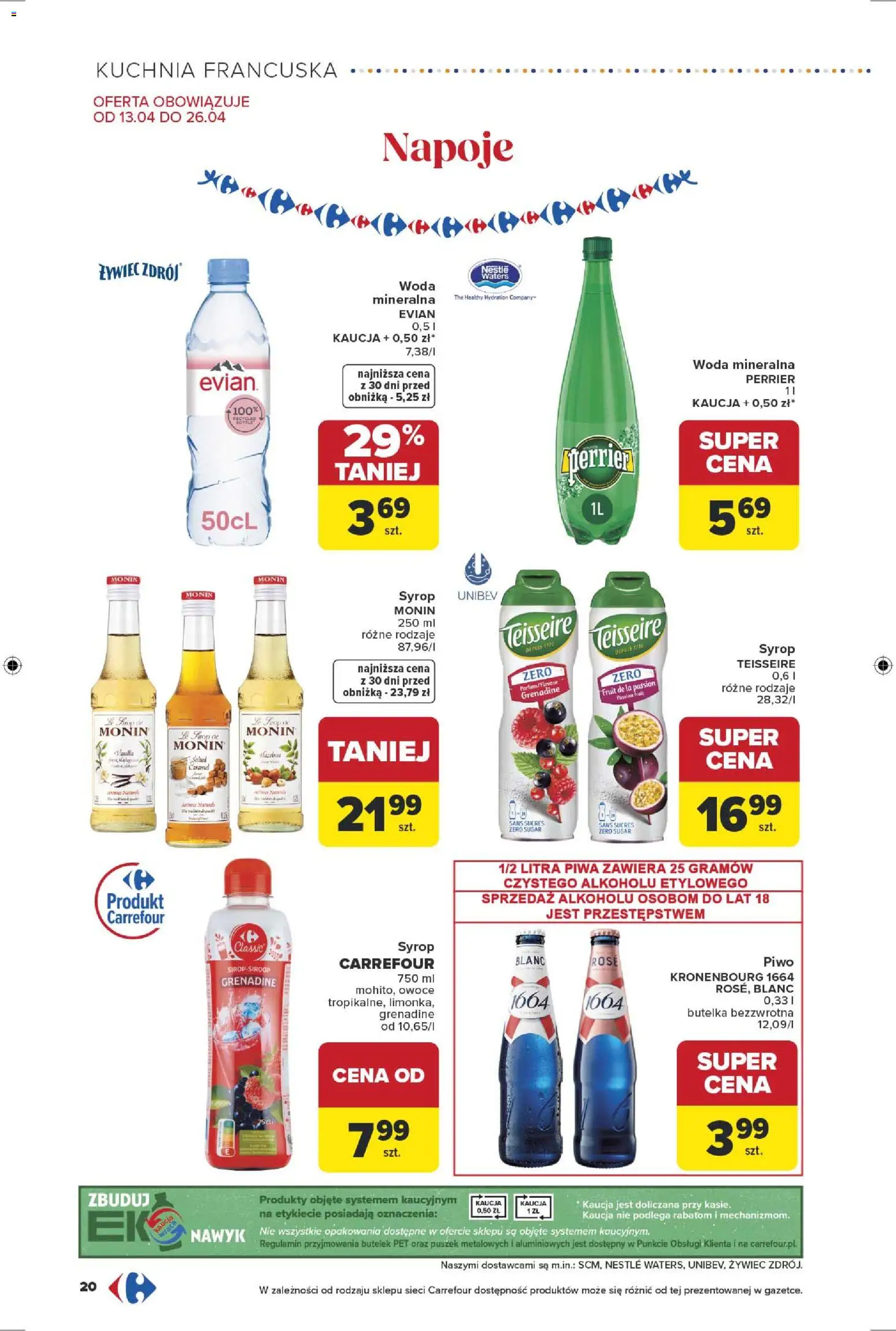 Carrefour gazetka od 13.04.2026 | Strona: 22 | Produkty: Syrop, Napoje, Piwo, Owoce