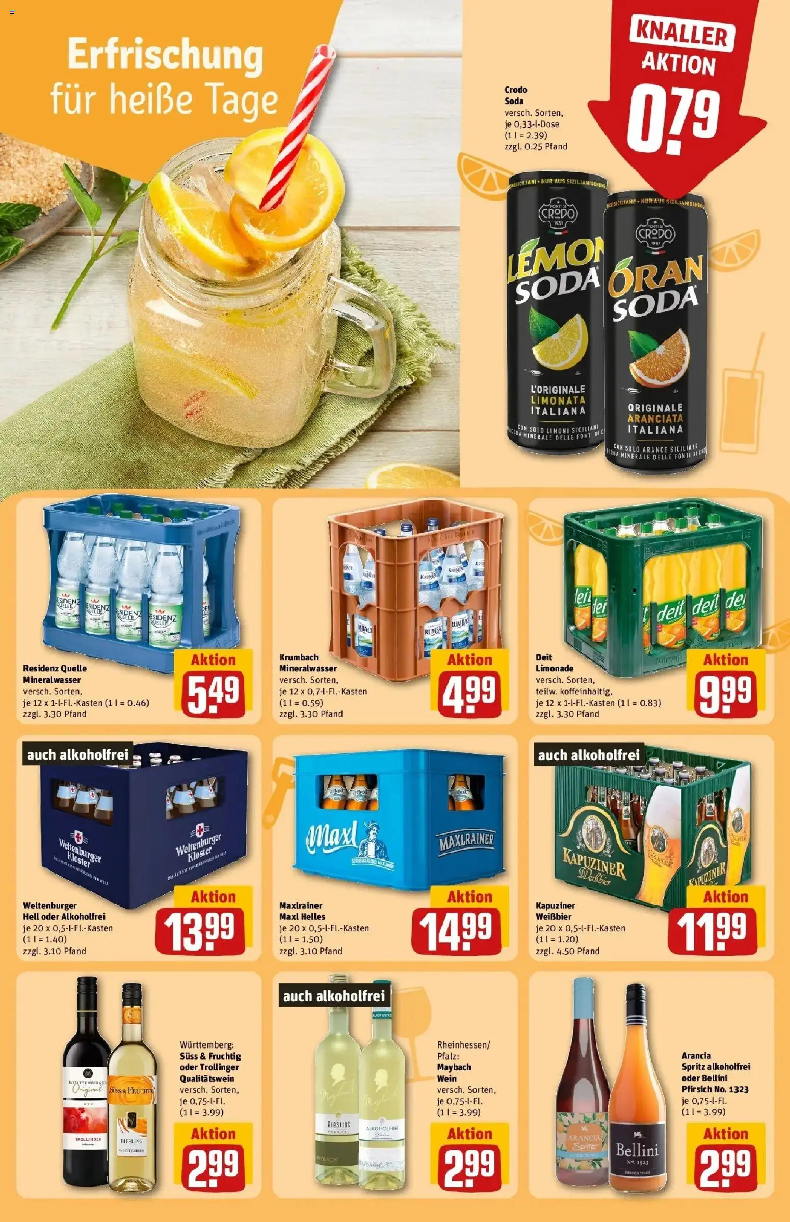 REWE Prospekt ab 17.08.2026 zum Blättern » Angebote | Seite: 23 | Produkte: Burger, Limonade, Pfirsich, Wein