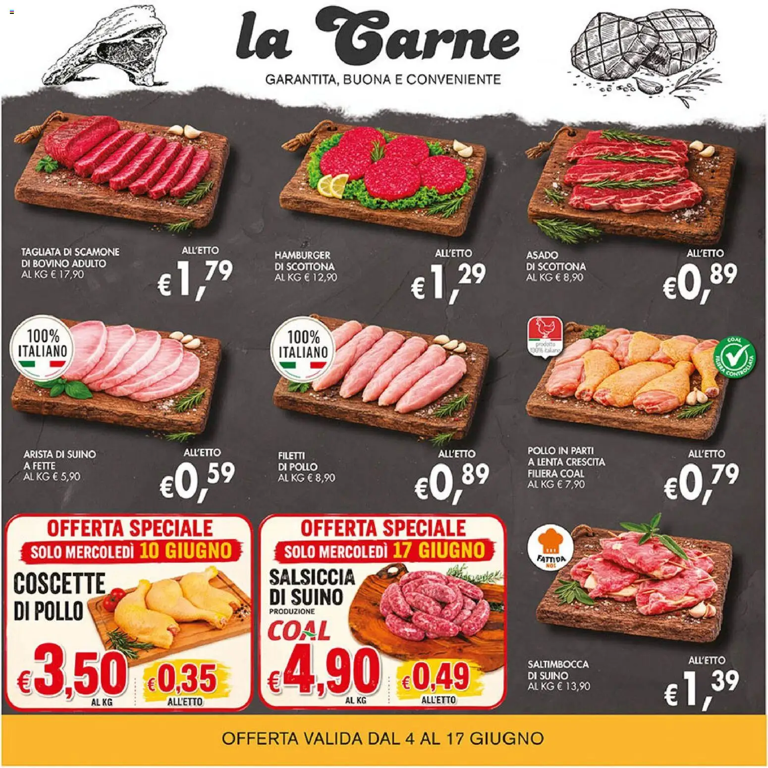 Volantino Coal del 04.06.2026 | Pagina: 4 | Prodotti: Bovino, Pollo, Suino, Salsiccia