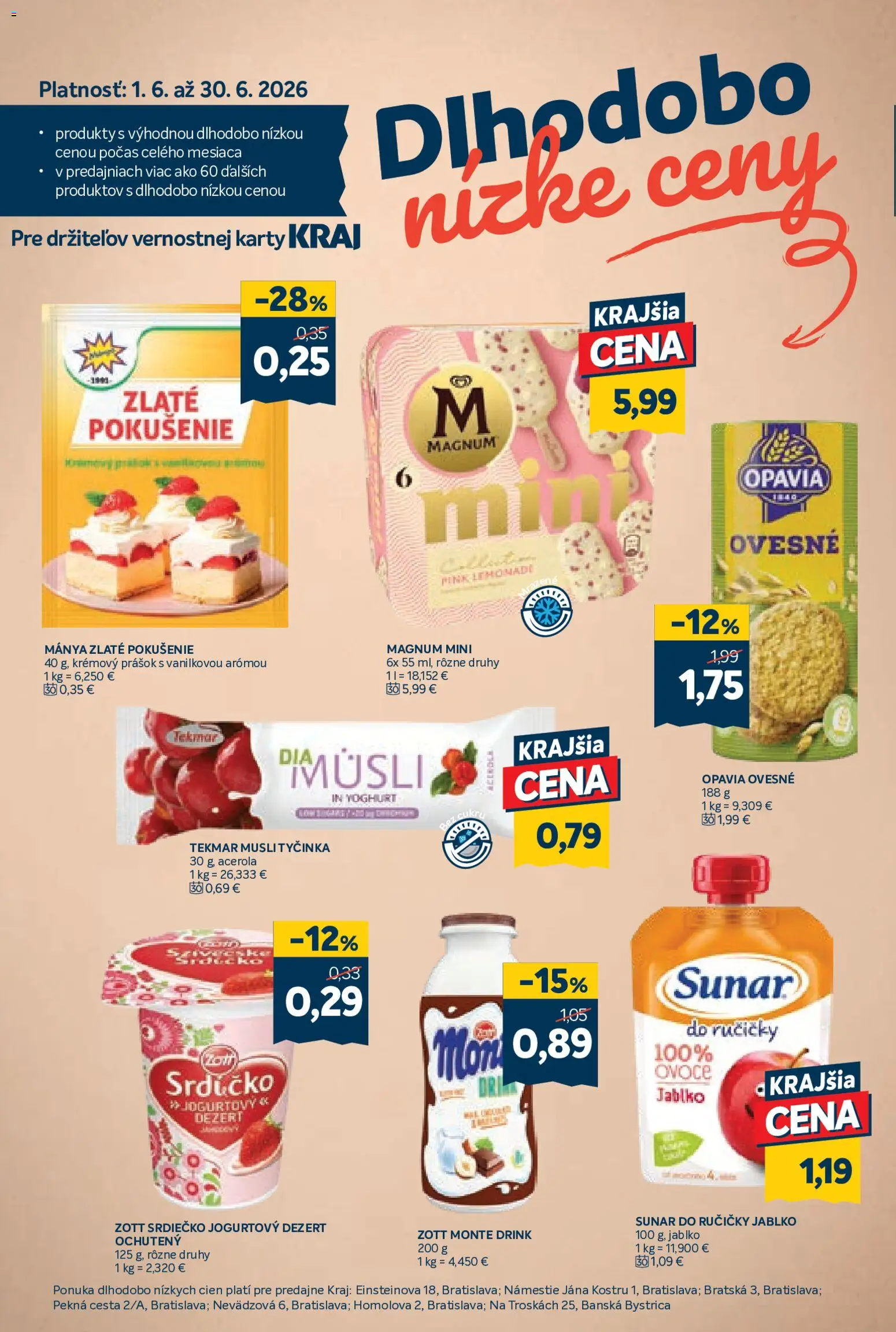 Nové Kraj akcie – leták je platný od 11.06.2026 | Strana: 16 | Produkty: Sunar, Magnum