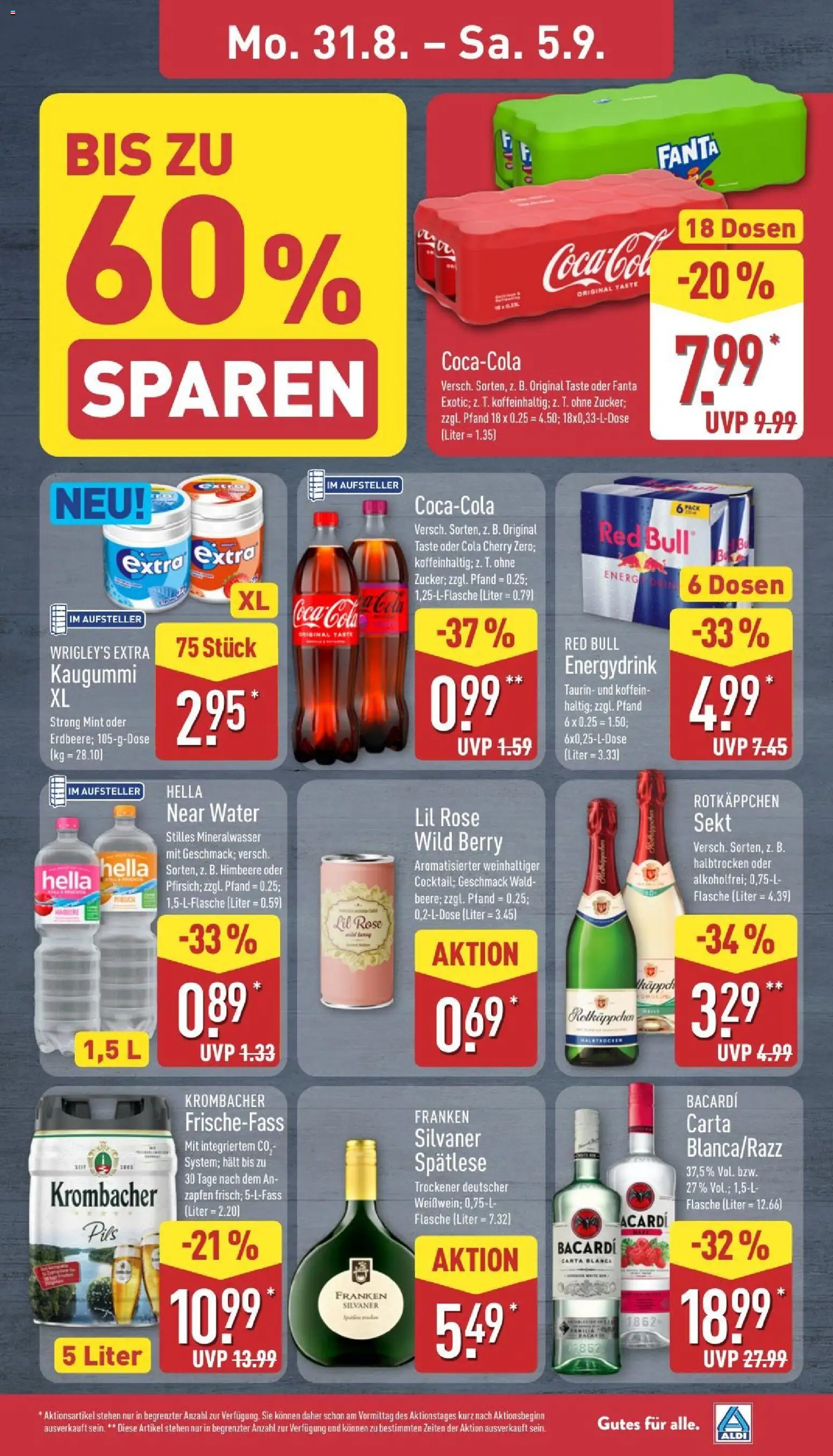Aldi Prospekt – gültig ab 31.08.2026 | Seite: 7 | Produkte: Rum, Pils, Krombacher, Rotkäppchen