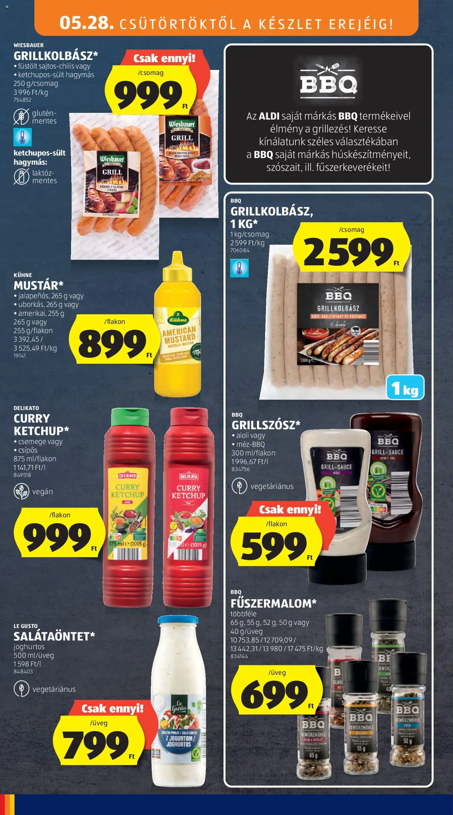 Aldi akciós ujság - amely érvényes a következő dátumtól: 28.05.2026 | Oldal: 22 | Termékek: Grill, Ketchup, Vegán, Mustár