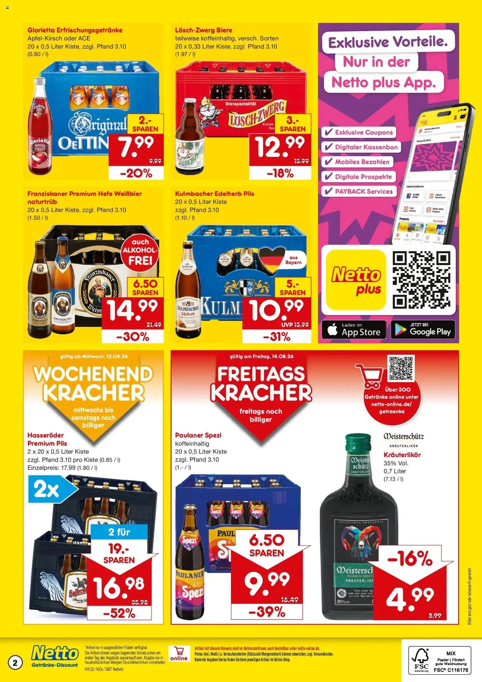 Netto Marken-Discount Prospekt Redwitz – gültig ab 10.08.2026 | Seite: 2 | Produkte: Weißbier, Pils, Bilder, Alkohol