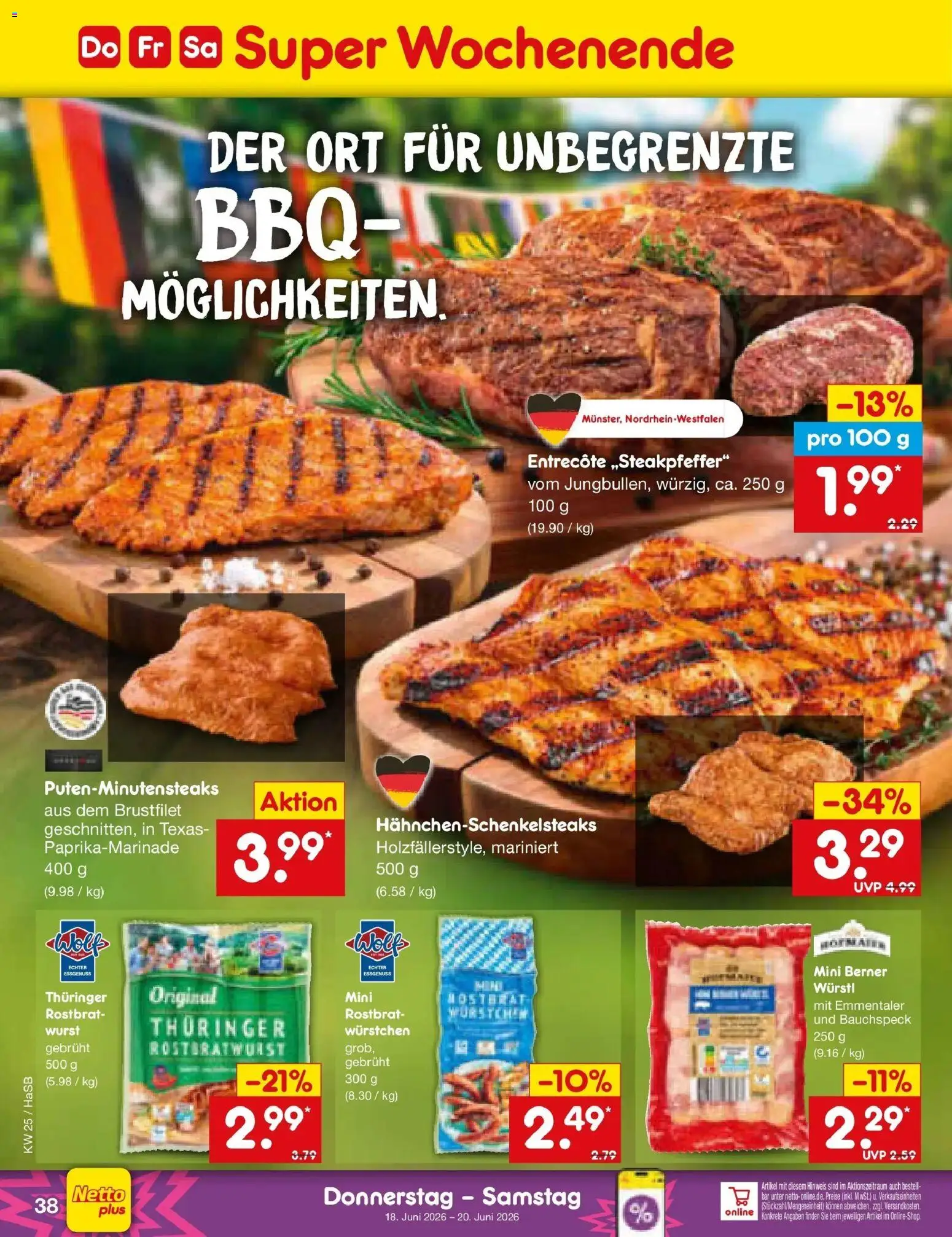 Netto Marken-Discount Prospekt Wuppertal – gültig ab 14.06.2026 | Seite: 50 | Produkte: Würstl, Entrecote, Wurst