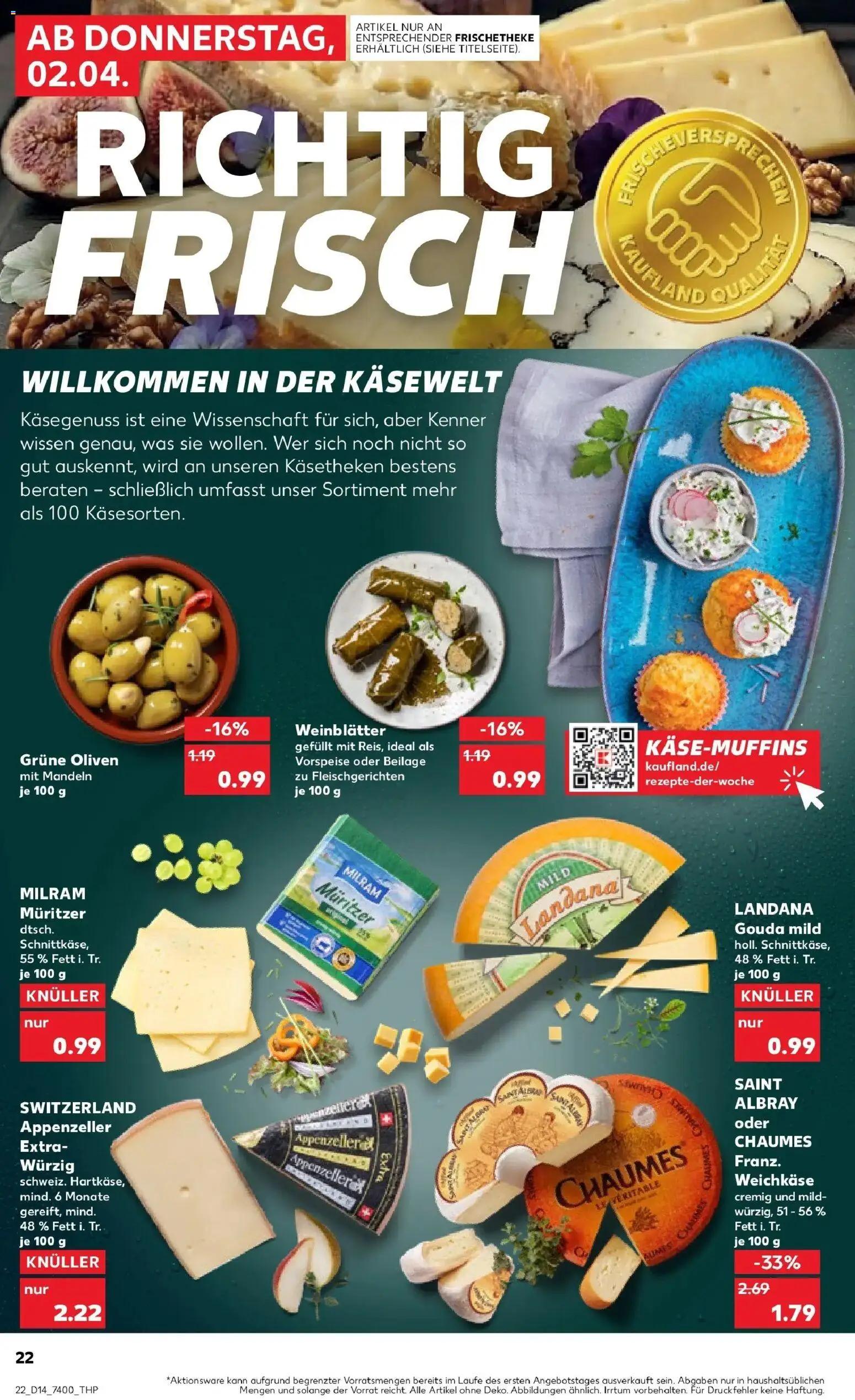 Kaufland Prospekt Seelow	 – gültig ab 02.04.2026 | Seite: 22 | Produkte: Gouda, Mandeln, Milram