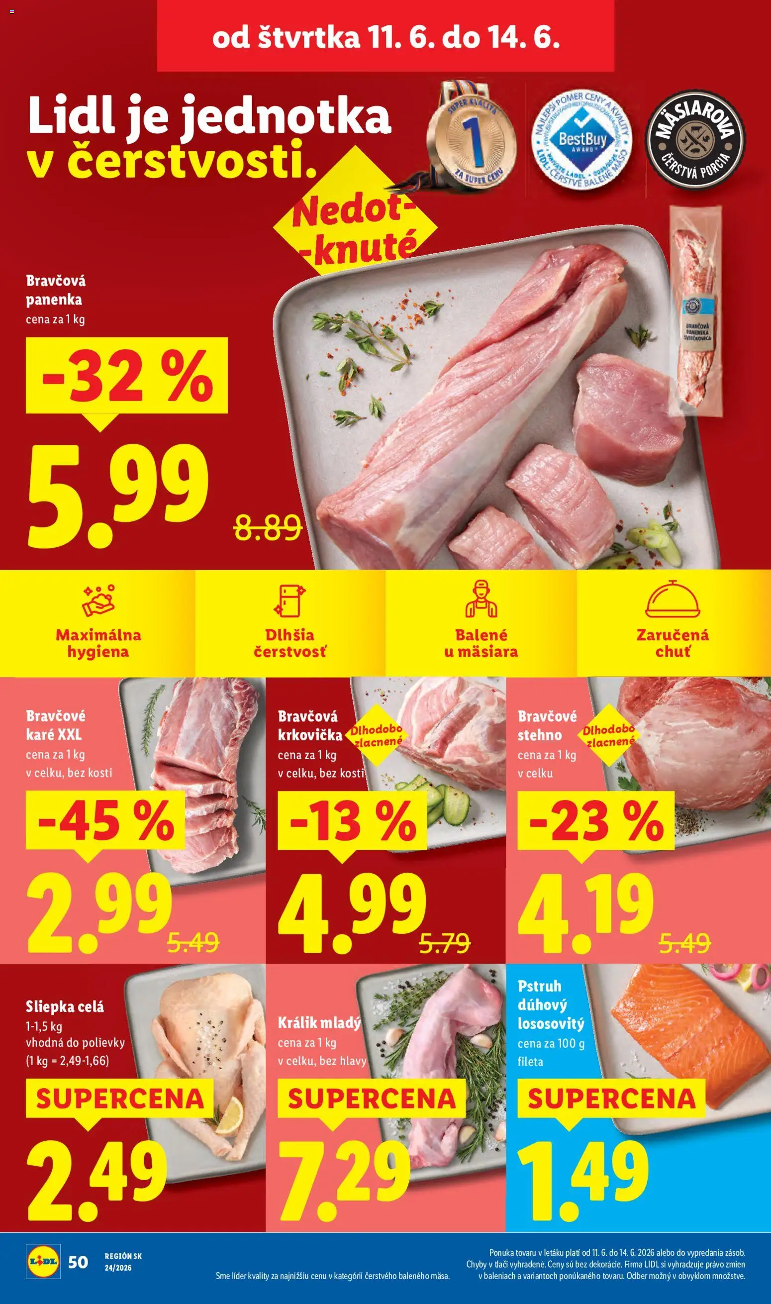 Nové Lidl akcie – leták je platný od 08.06.2026 | Strana: 64 | Produkty: Pstruh, Bravčové stehno, Krkovička, Bravčové karé