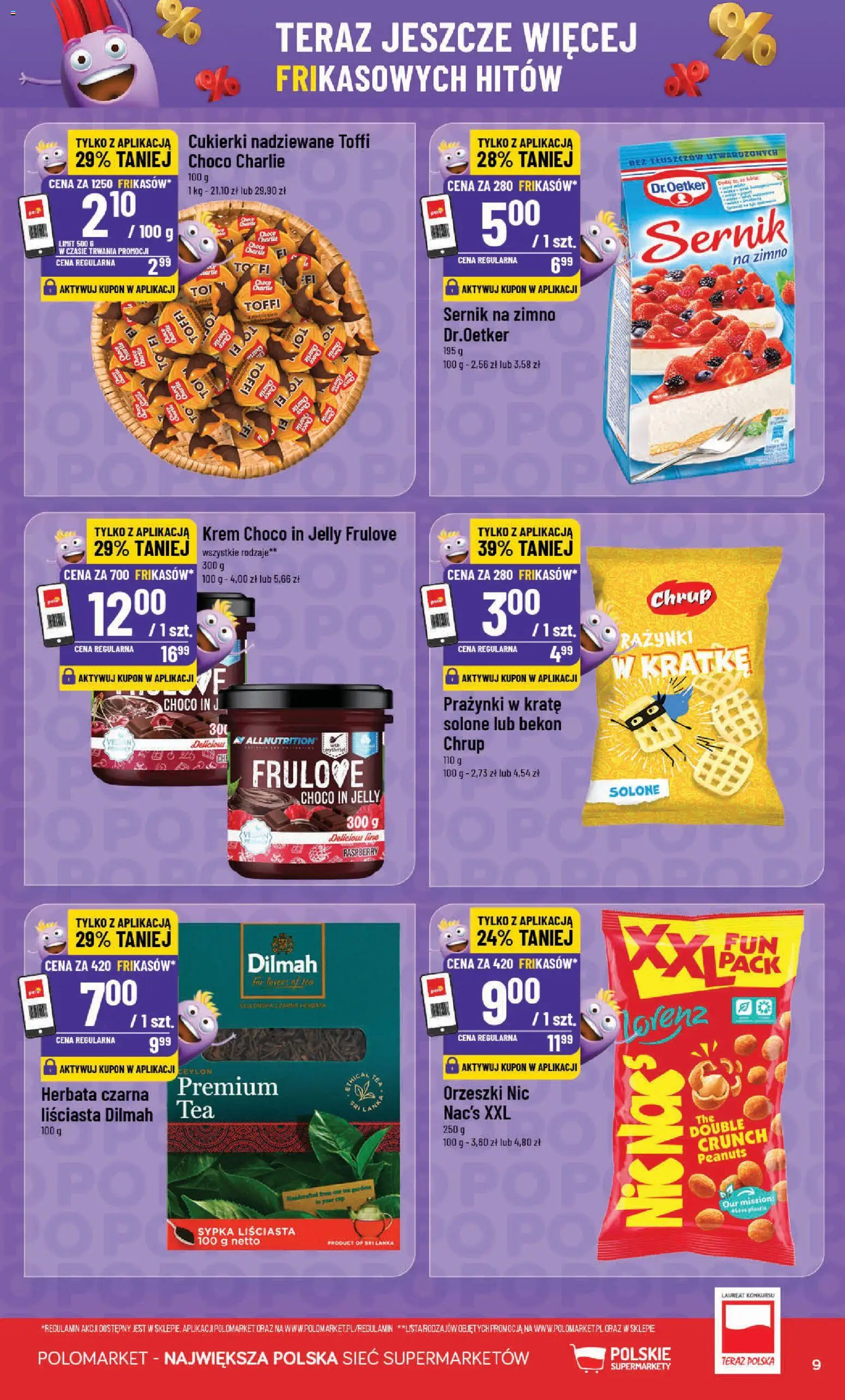 POLOmarket gazetka - Frikasowe Hity od 14.10.2026 | Strona: 9 | Produkty: Bekon, Orzeszki, Herbata, Krem