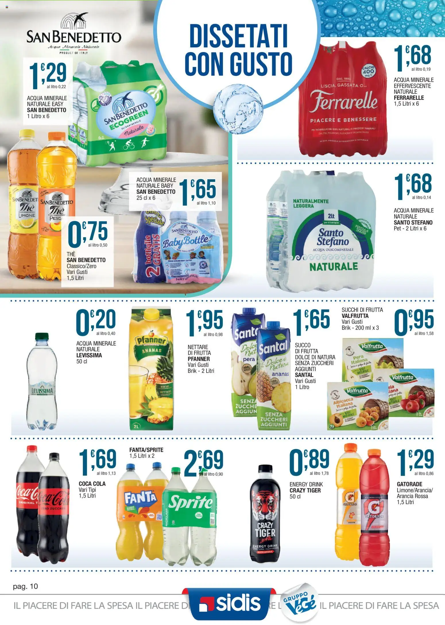 Volantino Sidis del 13/07/2026 | Pagina: 10 | Prodotti: Frutta, Fanta, Acqua minerale, Coca Cola
