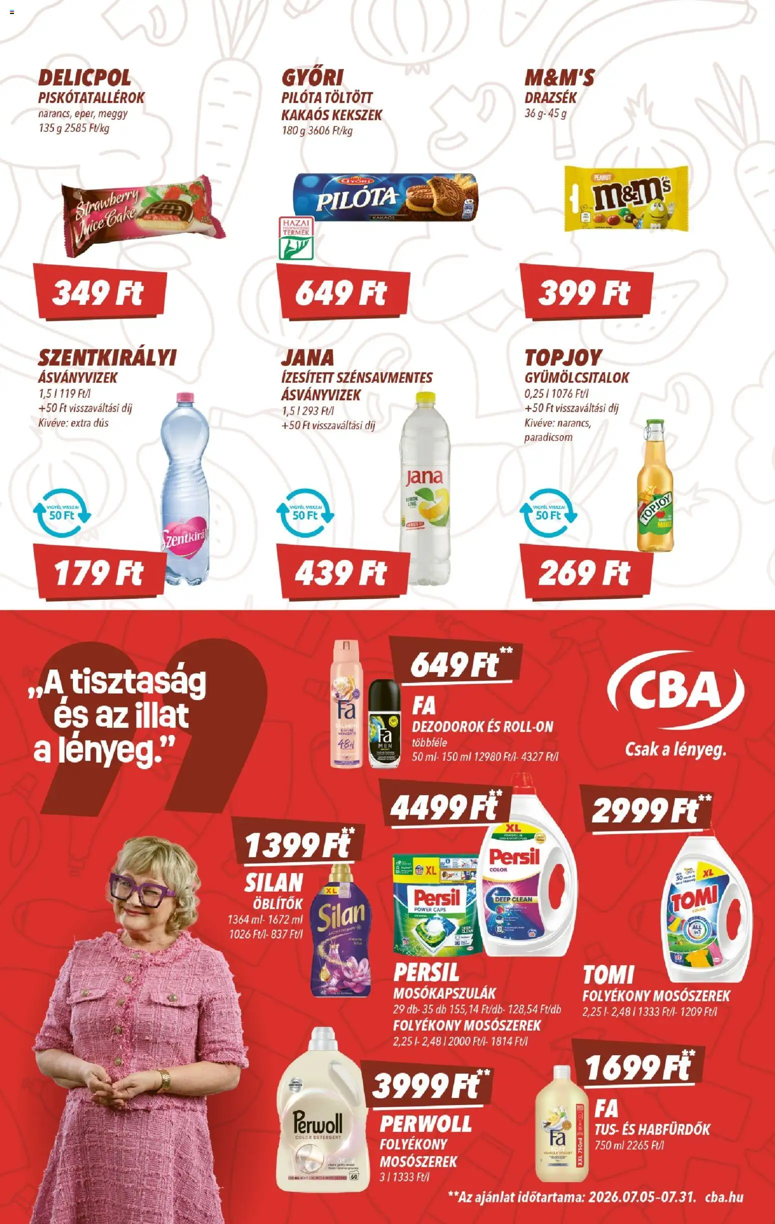 CBA akciós ujság - amely érvényes a következő dátumtól: 2026.07.09. | Oldal: 6 | Termékek: Persil, Meggy, Mosószerek, Kekszek