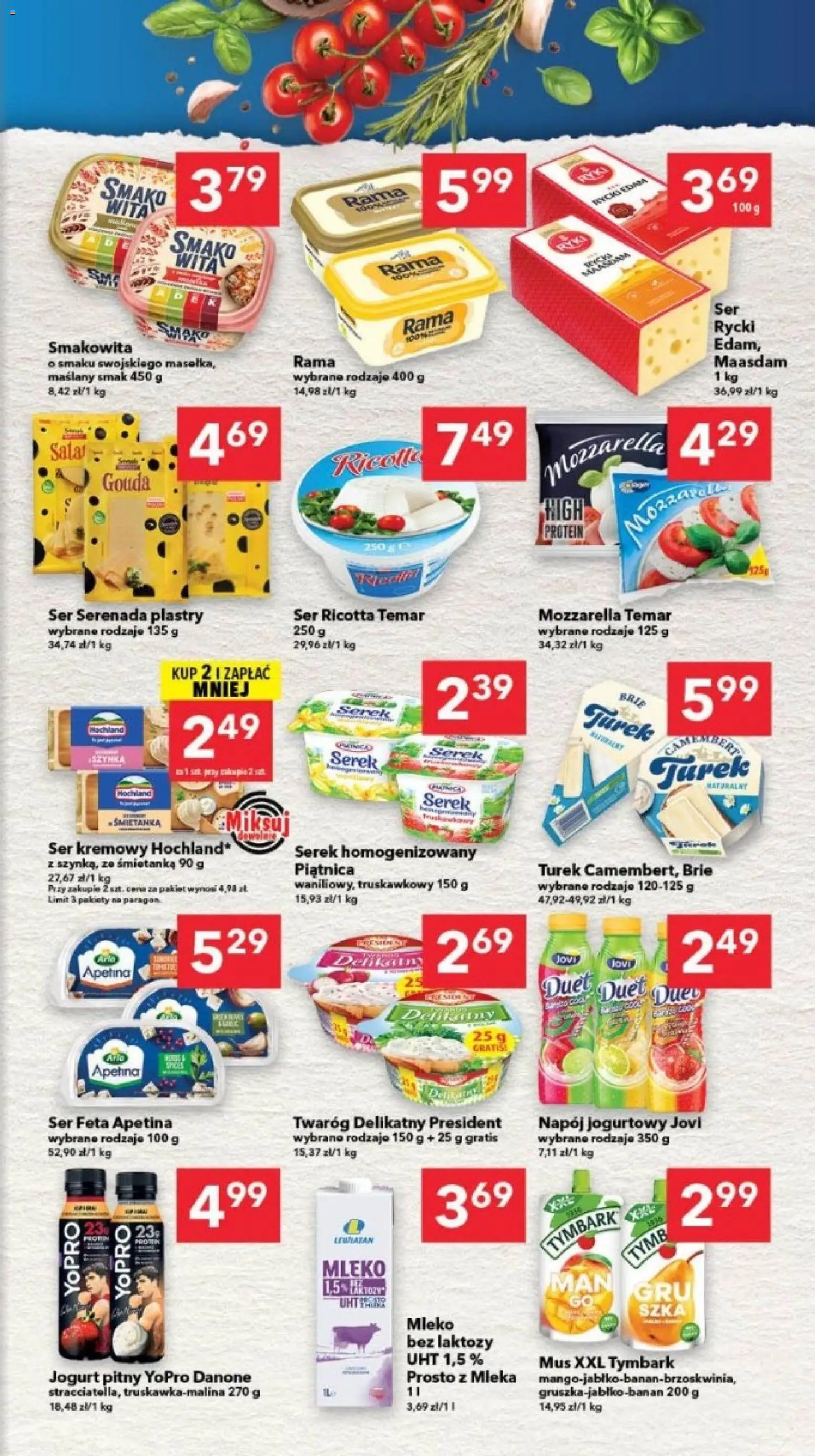 Lewiatan gazetka - Gdańsk od 18.06.2026 | Strona: 3 | Produkty: Mleka, Camembert, Twaróg, Ser ricotta