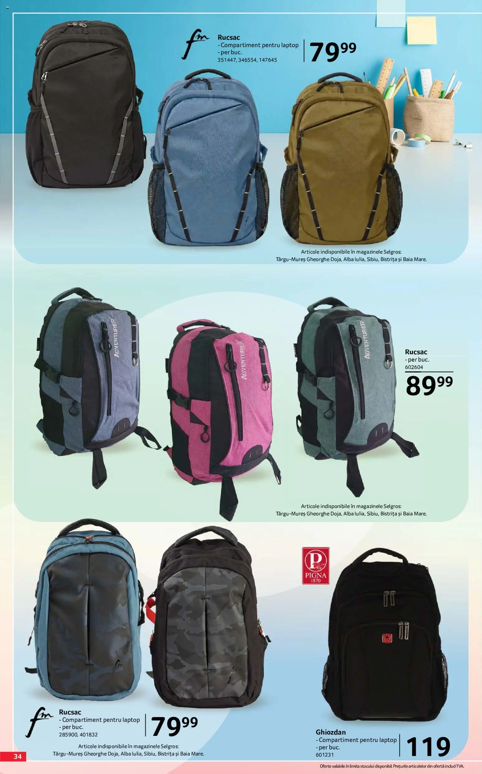 Noul catalog Selgros – valabil de la 07.08.2026 | Pagină: 34 | Produse: Laptop, Ghiozdan, Rucsac