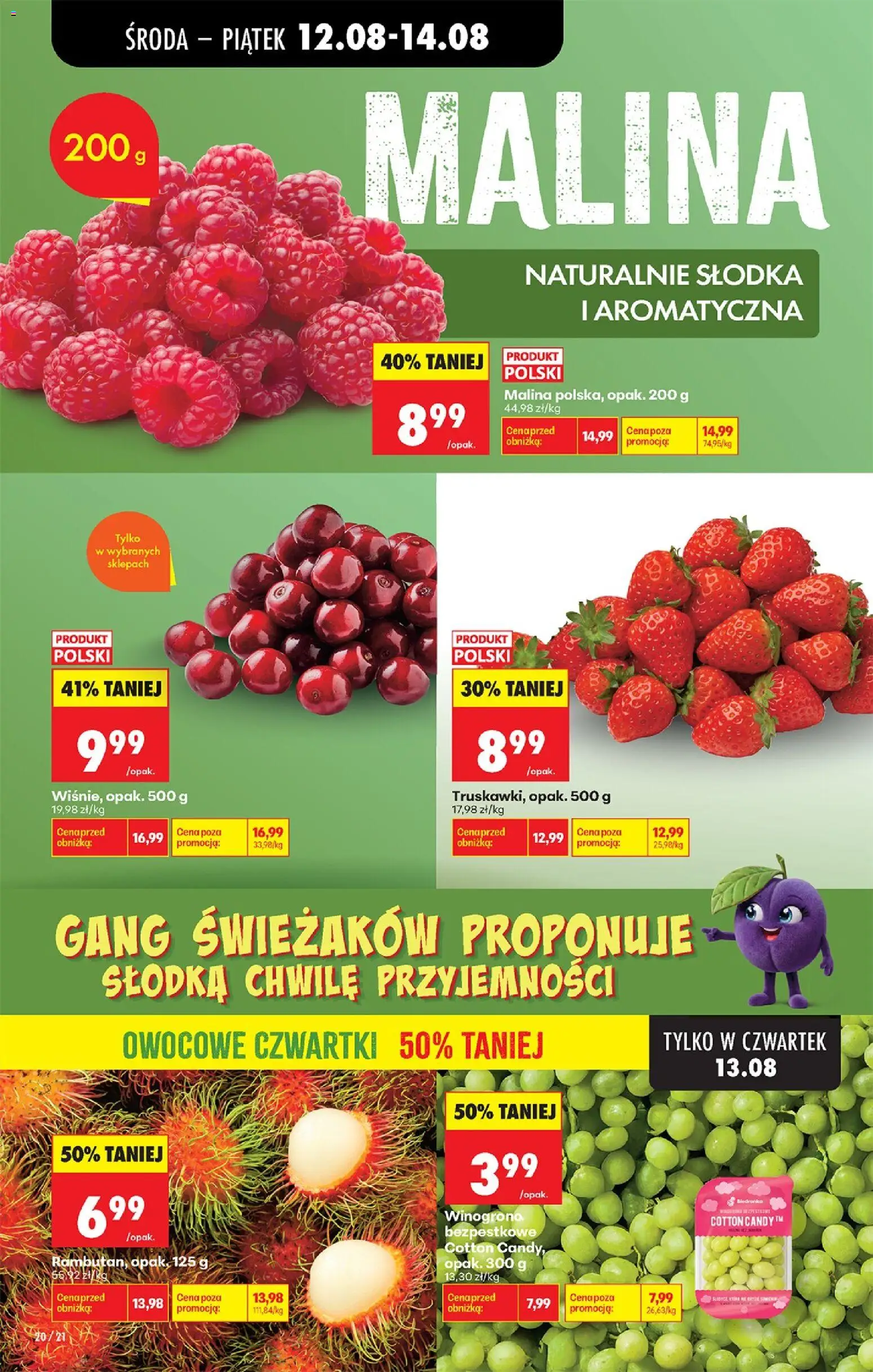 Biedronka gazetka od środy od 12.08.2026 | Strona: 30 | Produkty: Malina, Winogrono