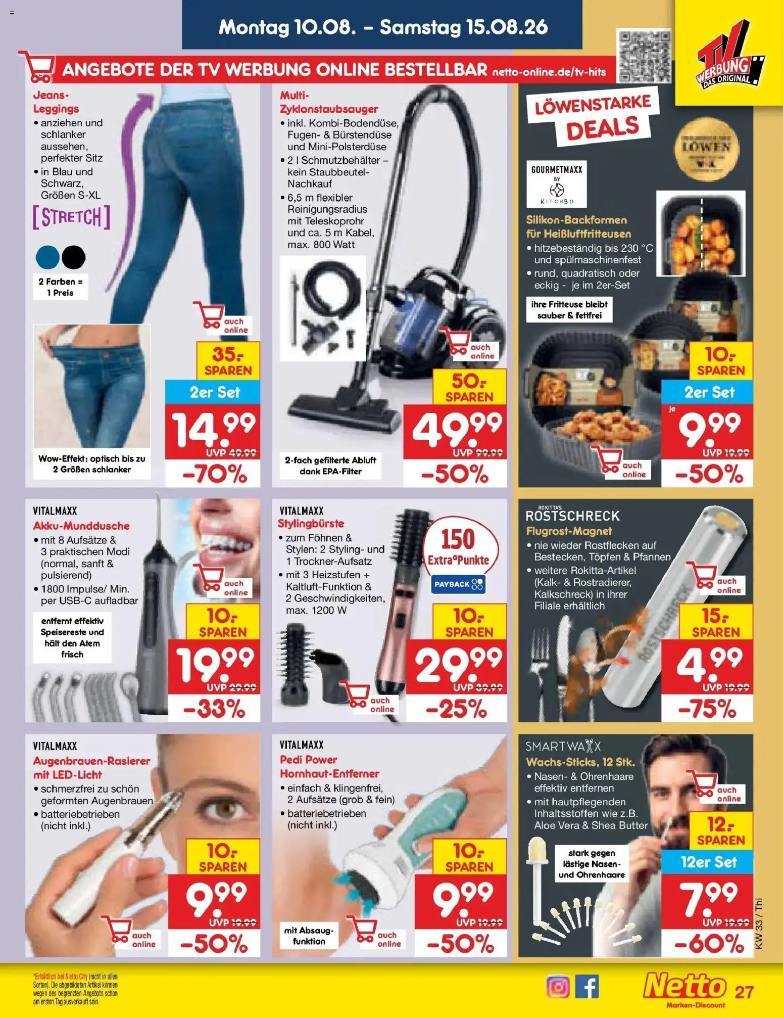 Netto Marken-Discount Prospekt Pirna (ab 10.08.2026) » Angebote | Seite: 39 | Produkte: Butter, Leggings, Fritteuse, TV