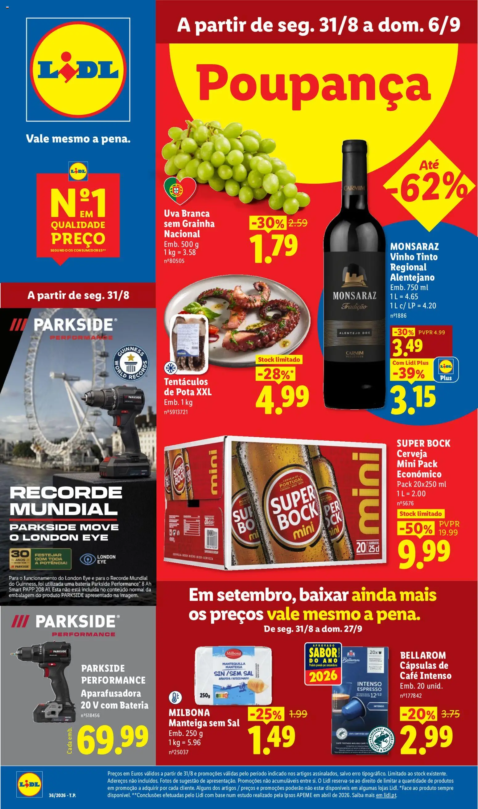 Lidl folheto │ válido de 31/08/2026 | Página: 1 | Produtos: Base, Sal, Bateria, Café