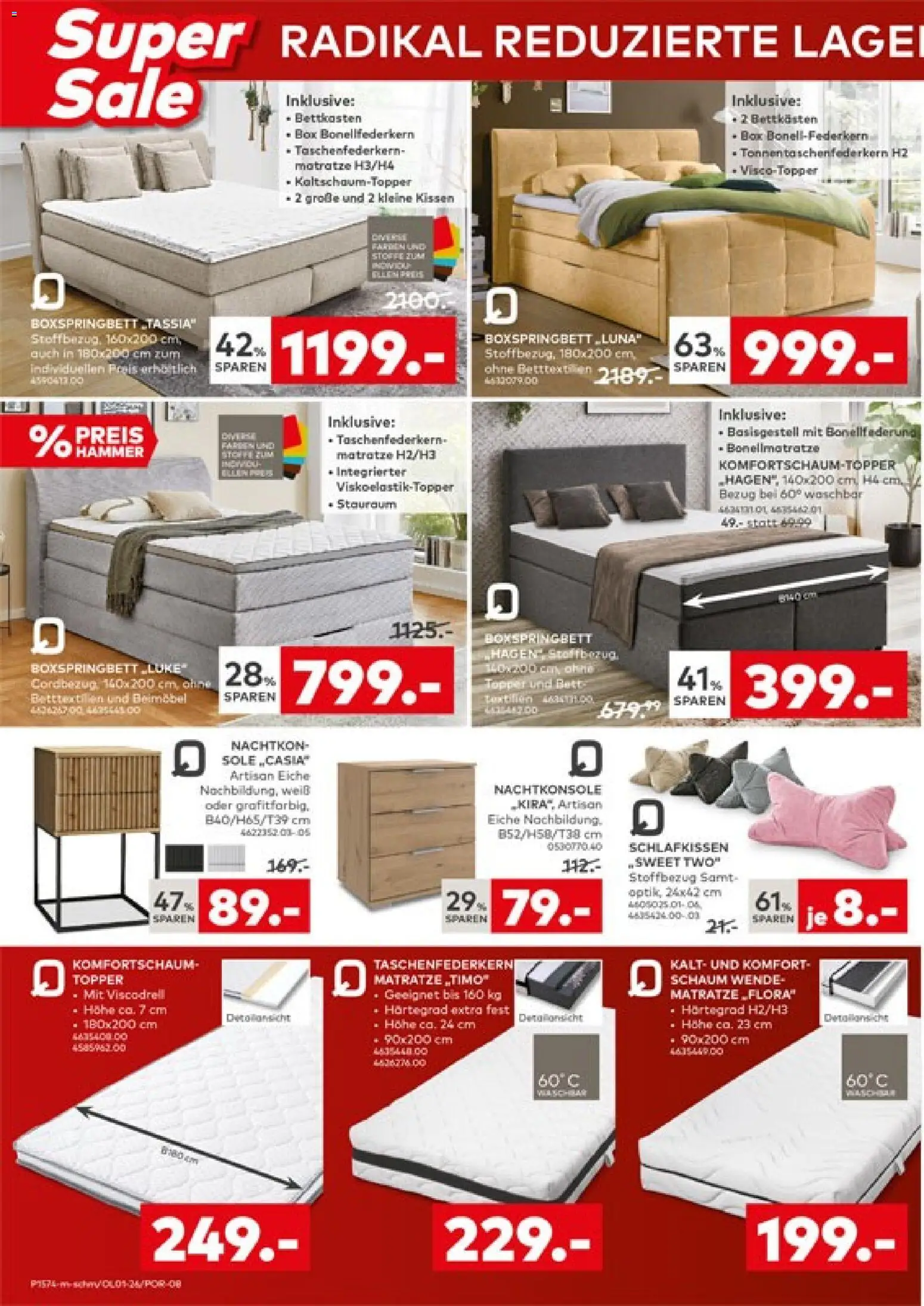Porta! Super Sale – gültig ab 23.07.2026 | Seite: 8 | Produkte: Bett, Matratze, Kissen, Boxspringbett