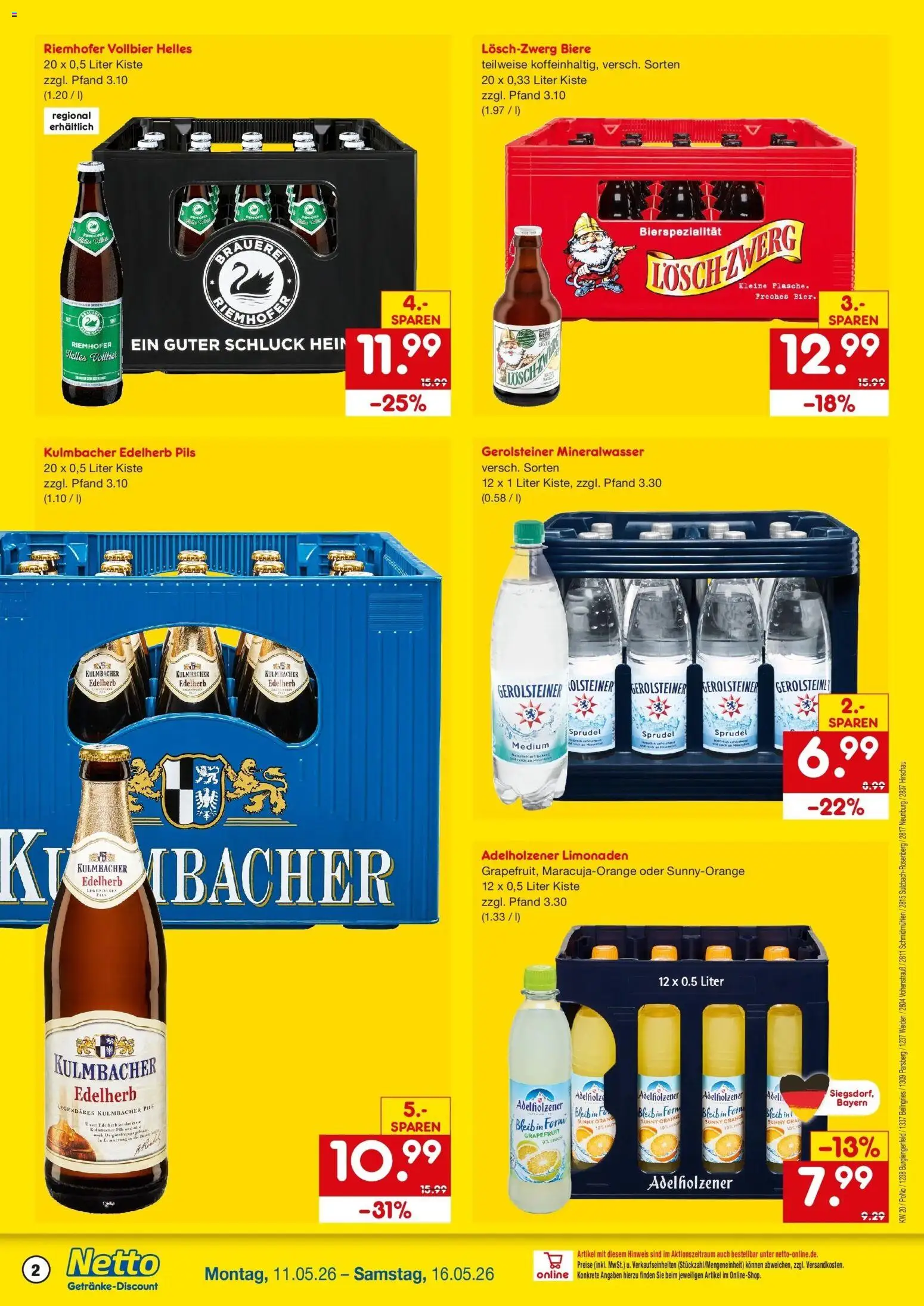 Netto Marken-Discount Prospekt Beilngries	 – gültig ab 10.05.2026 | Seite: 2 | Produkte: Pils, Adelholzener, Grapefruit, Gerolsteiner