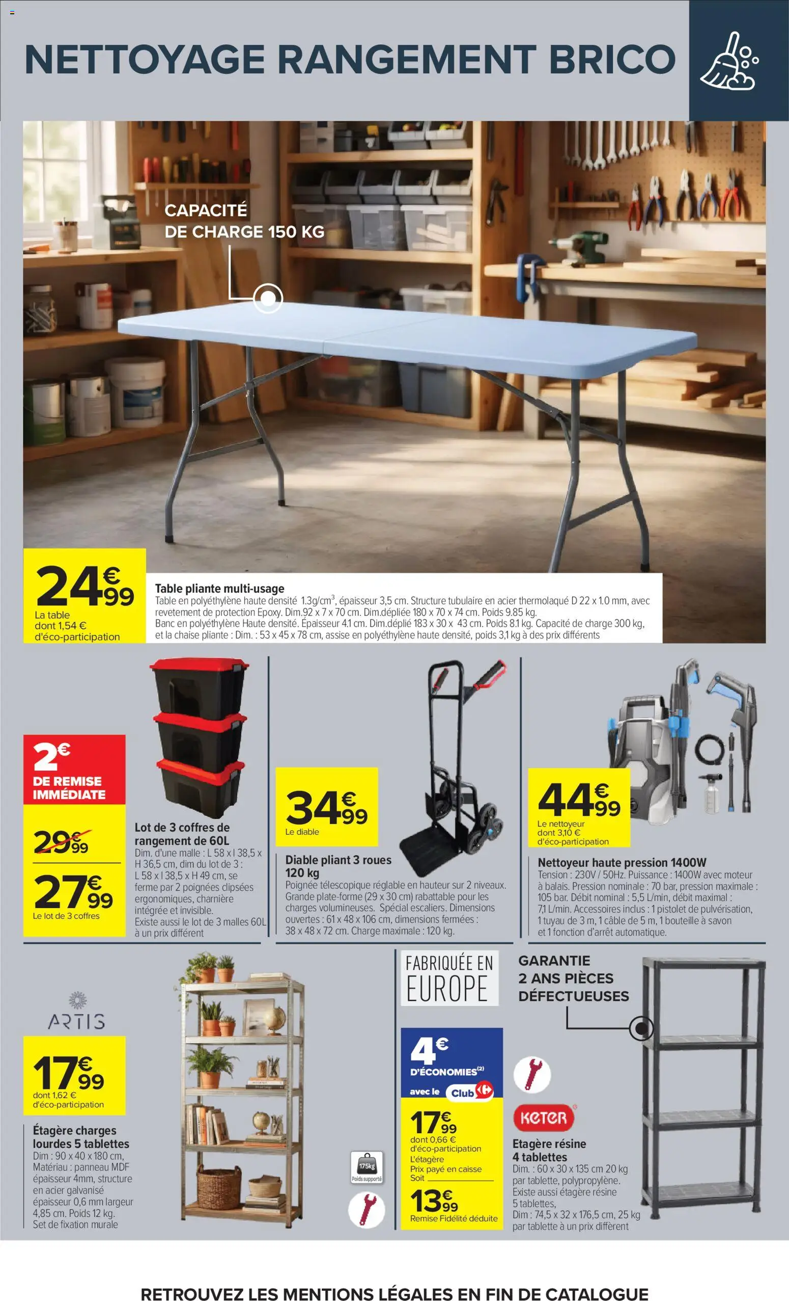 {H1} | Page: 66 | Produits: Poids, Étagère, Table pliante, La chaise pliante